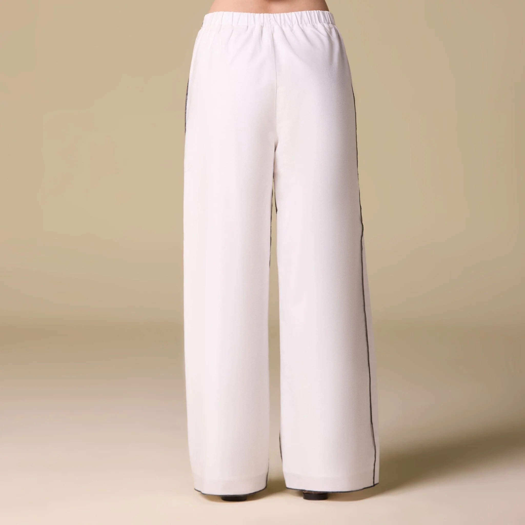 White Straight-Cut Linen Pants - Image 2