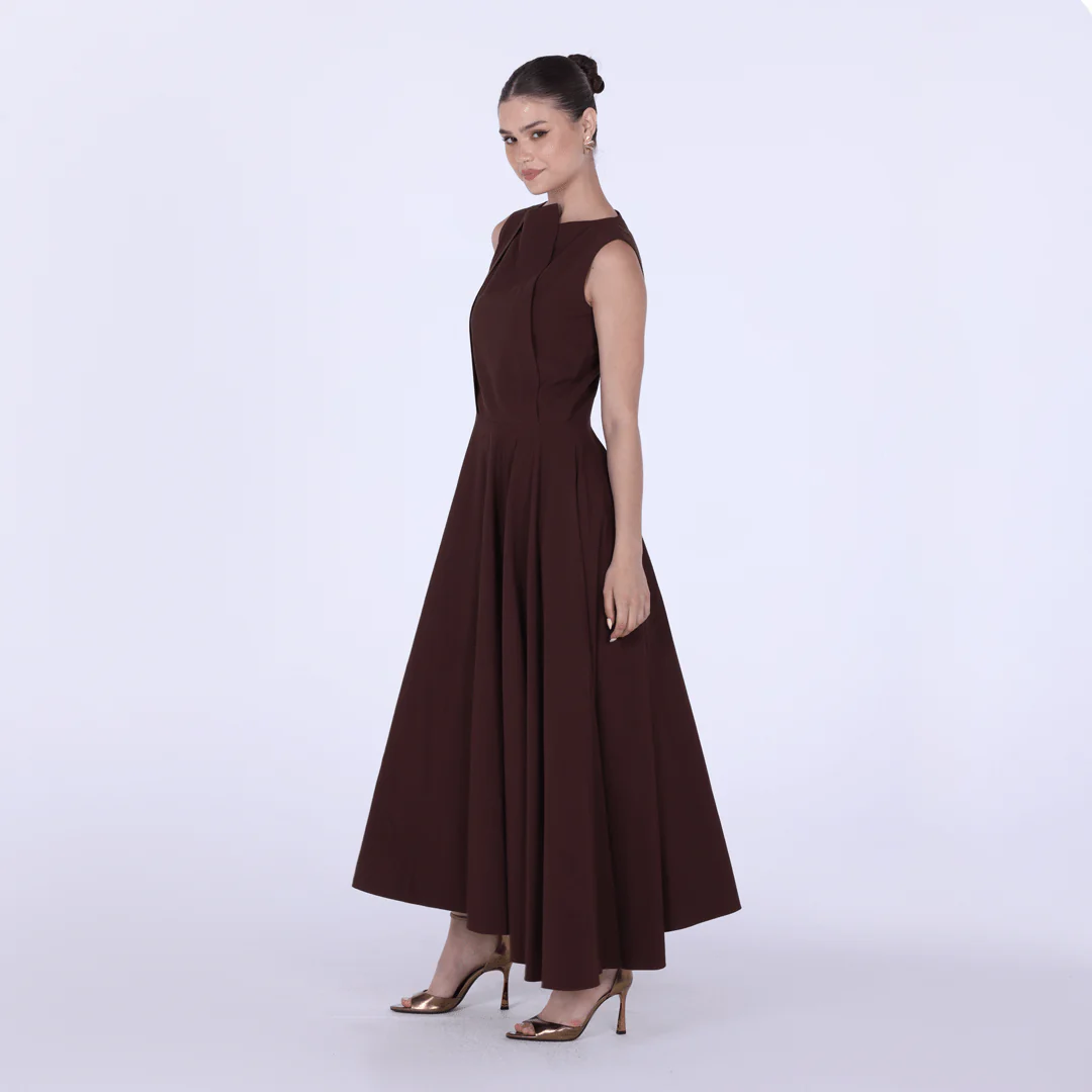 Asymmetric Hem Draped Midi Dress - Image 7