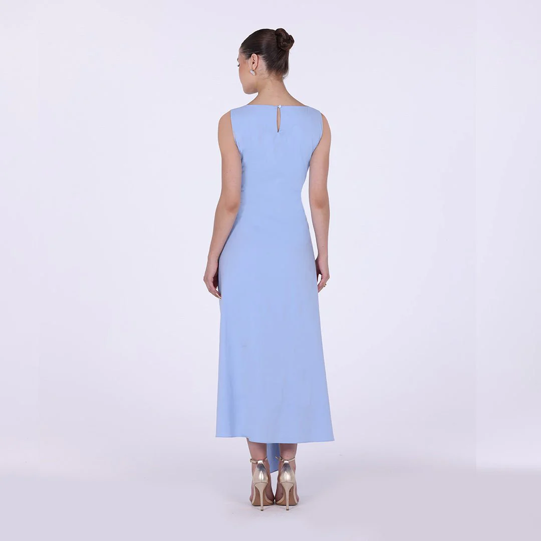 Asymmetric Twisted Cotton Midi Dress - Image 6