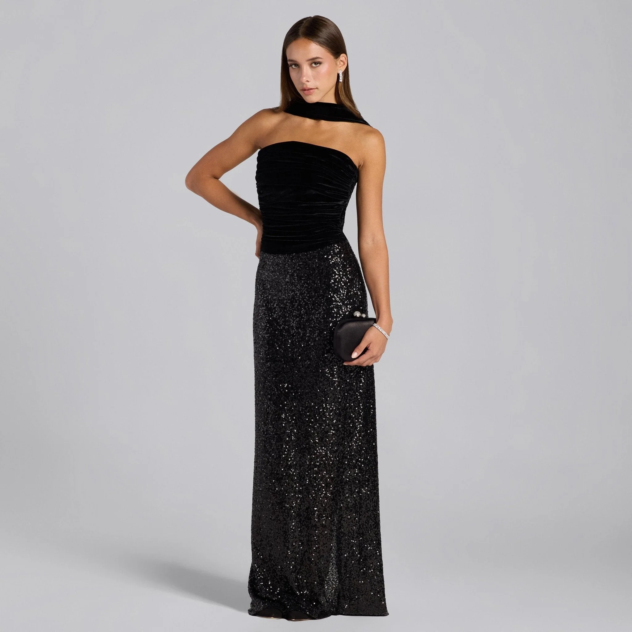 Black Oval Satin Clutch - Image 2