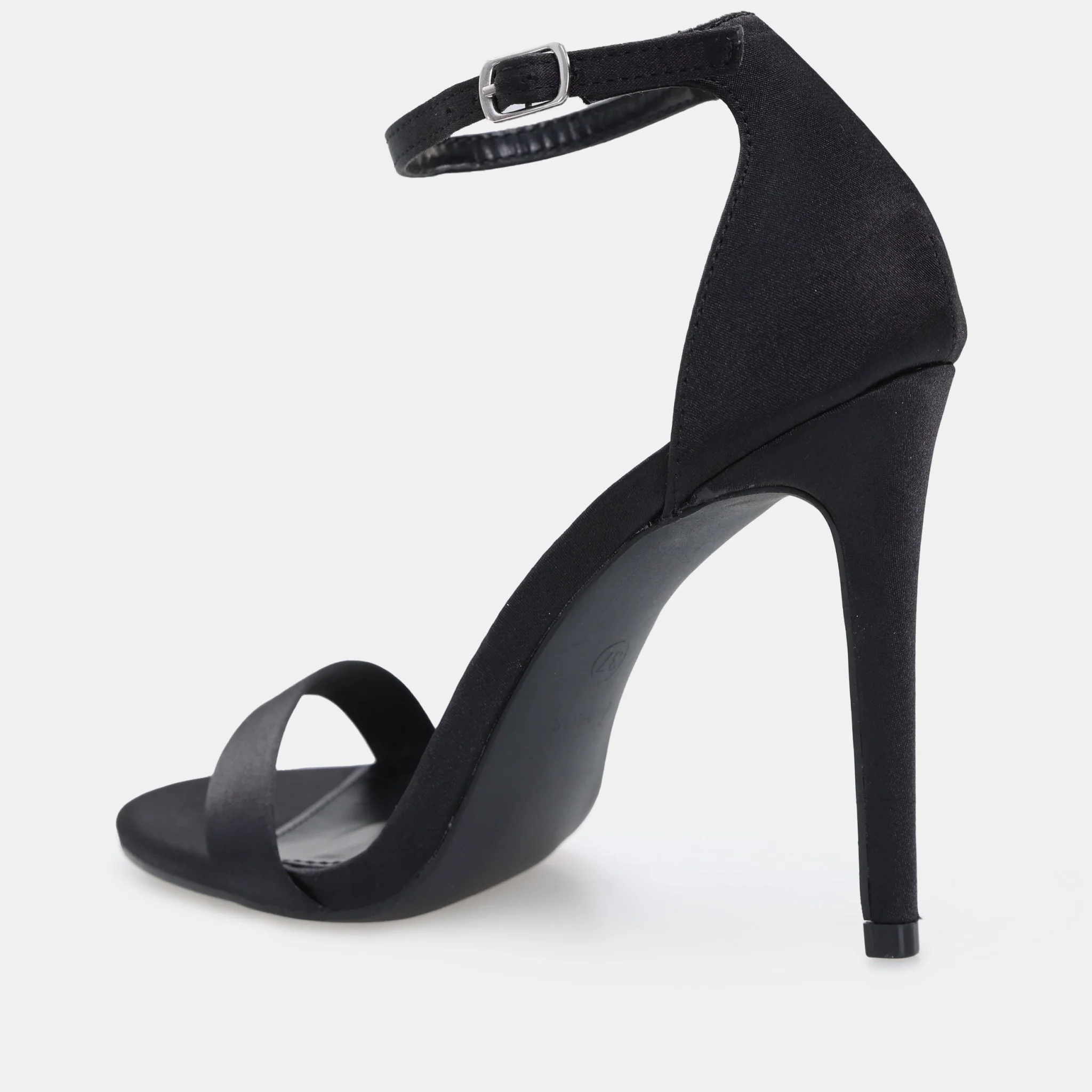 Black Satin High Heel Sandals - Image 3