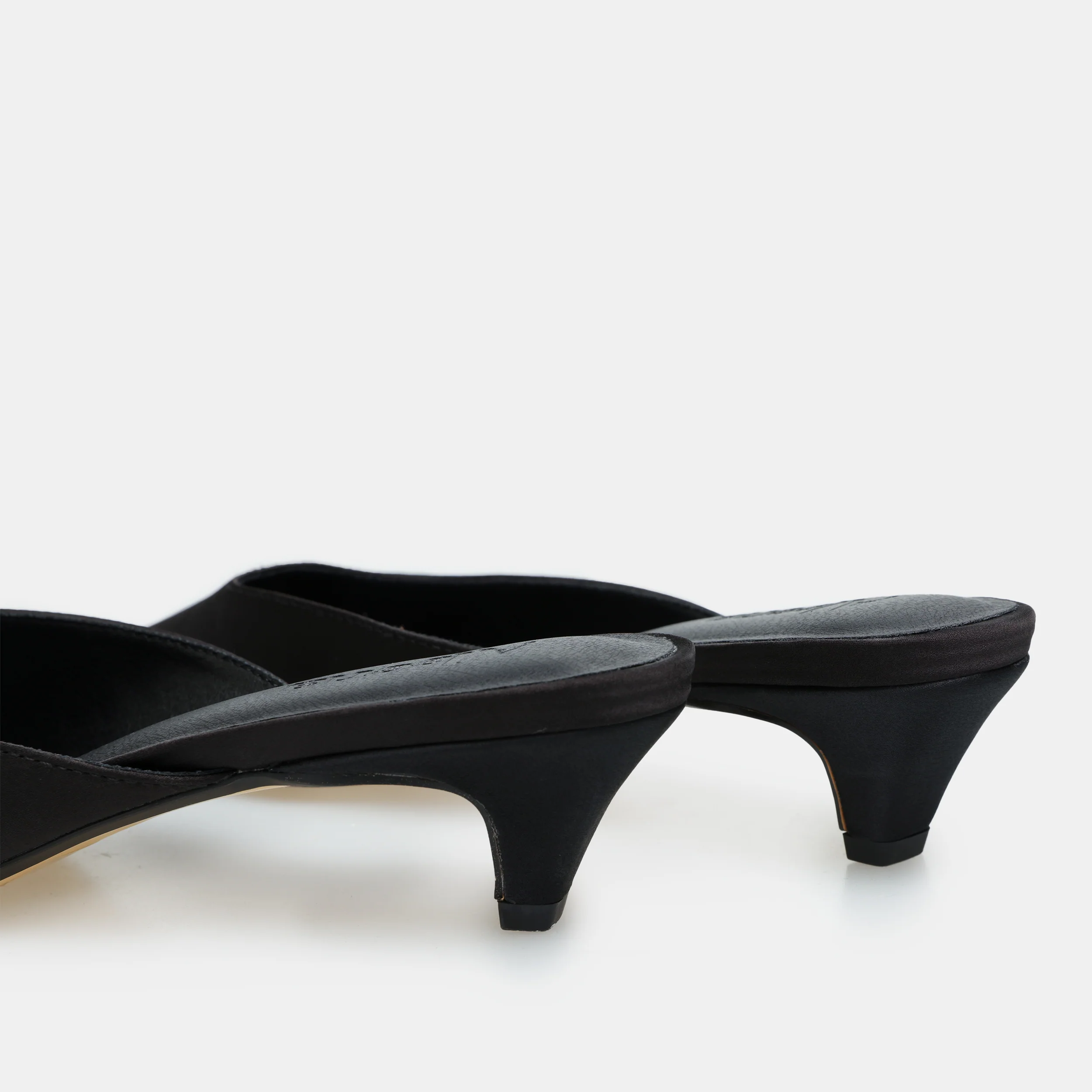 Black Satin Pointed Toe Mules - Image 5