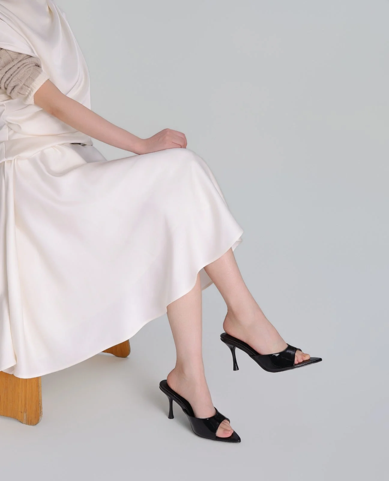 Black Patent Leather High Heel Mules - Image 3