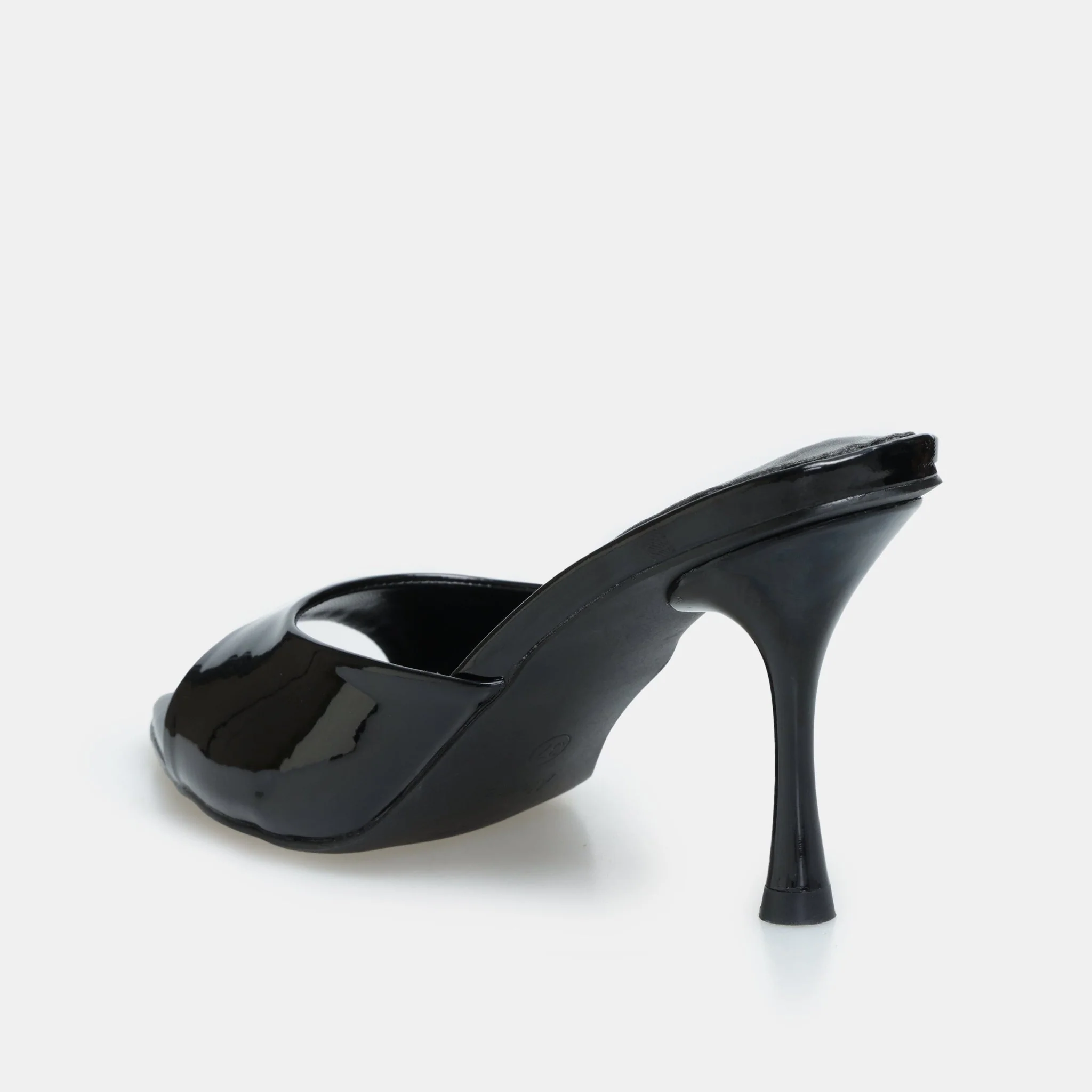 Black Patent Leather High Heel Mules - Image 4