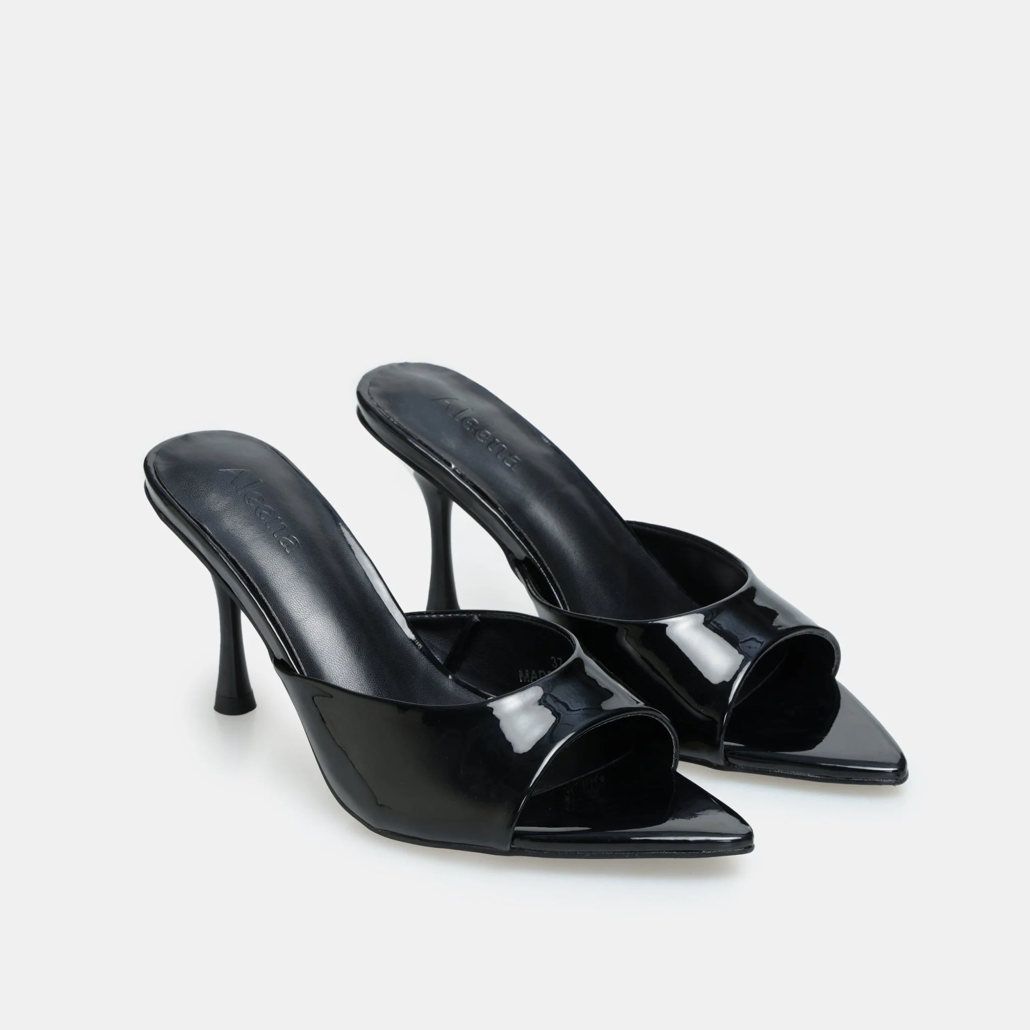 Black Patent Leather High Heel Mules - Image 5