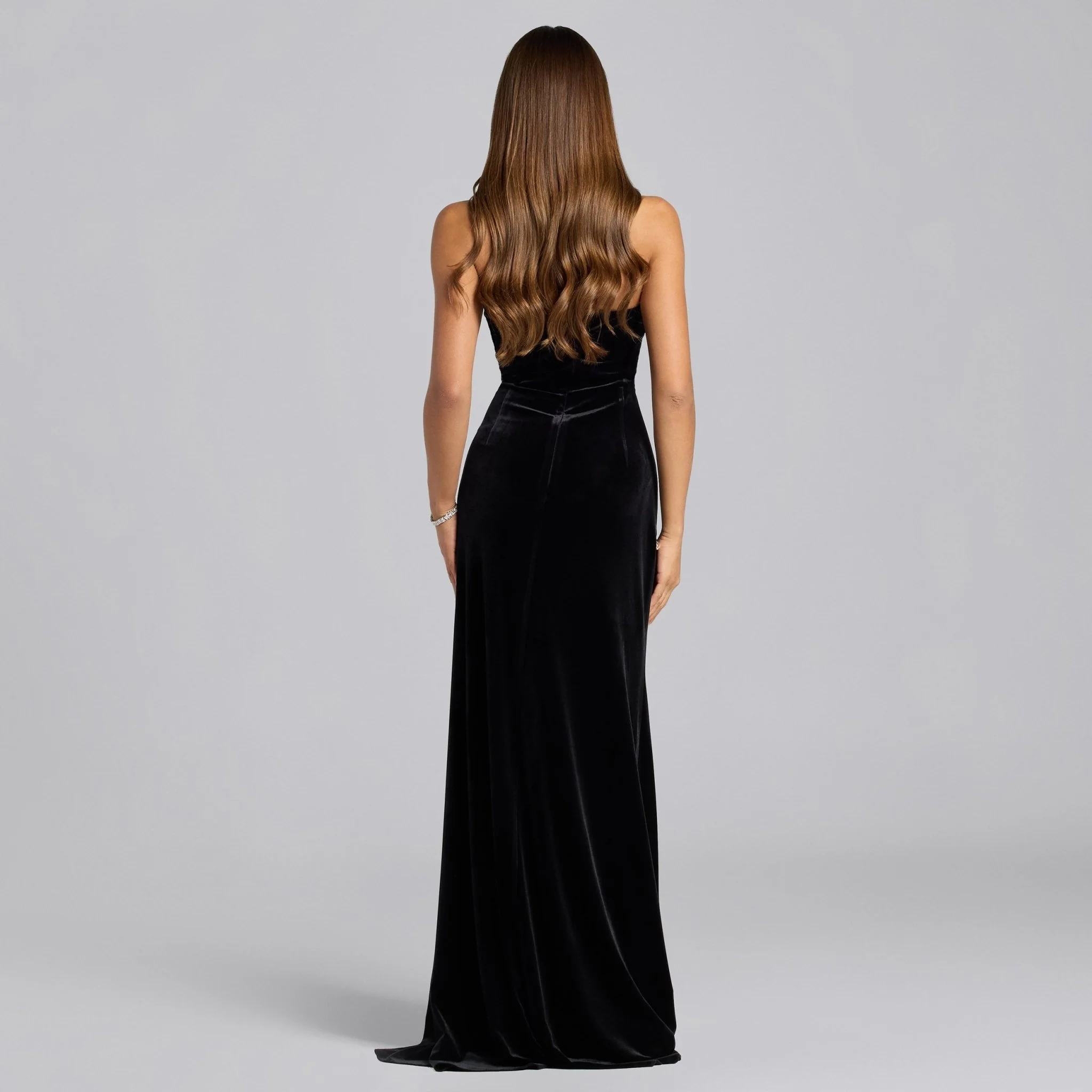 Black Velvet Strapless Maxi Dress - Image 4
