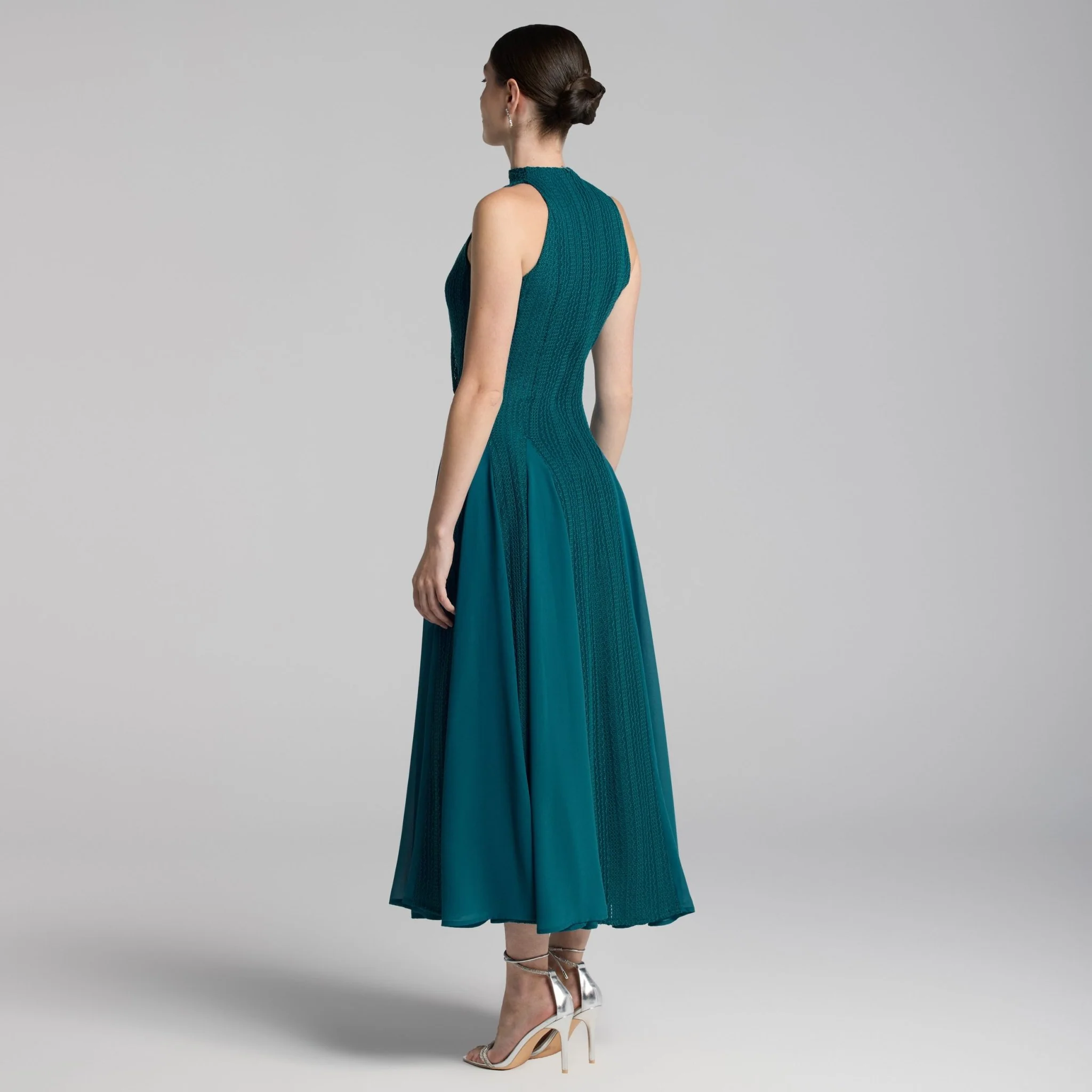 Blue Sleeveless Godet Maxi Dress - Image 5