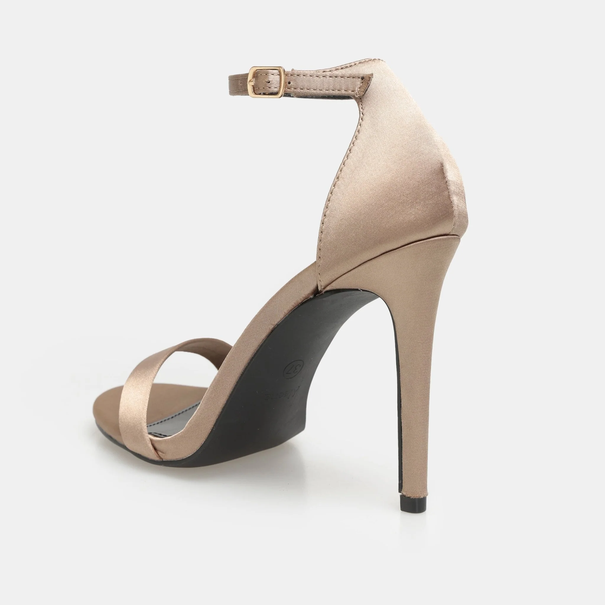 Bronze Satin High Heel Sandals - Image 4