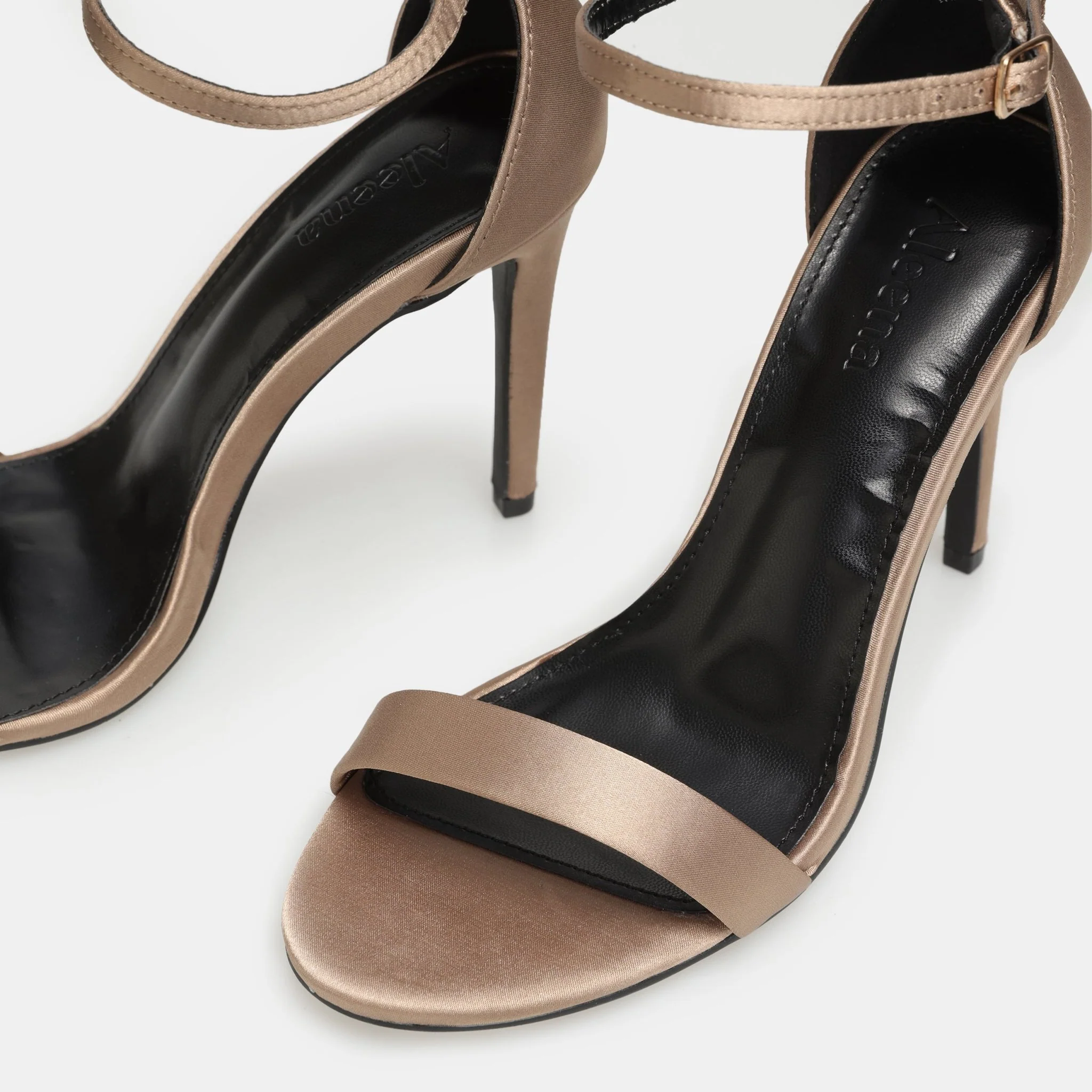 Bronze Satin High Heel Sandals - Image 5