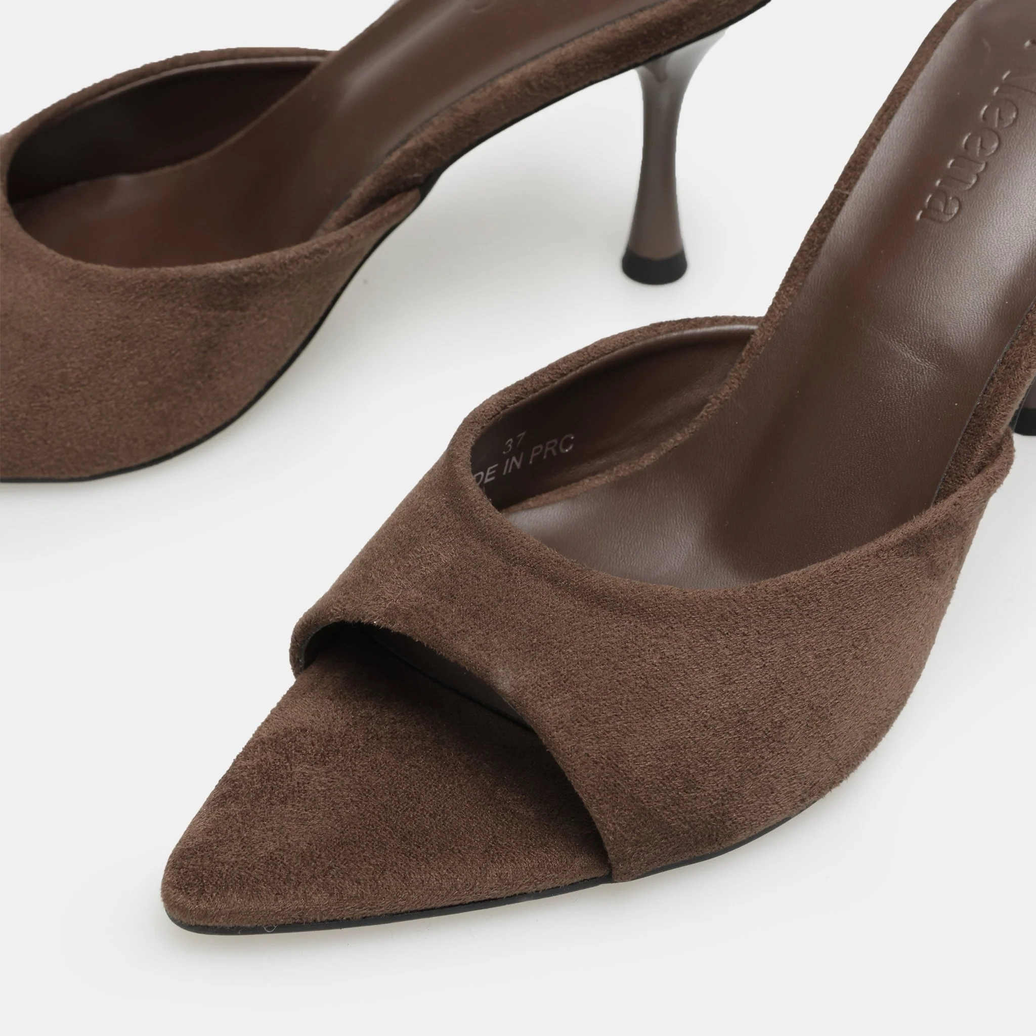 Brown Suede High Heel Mules - Image 5