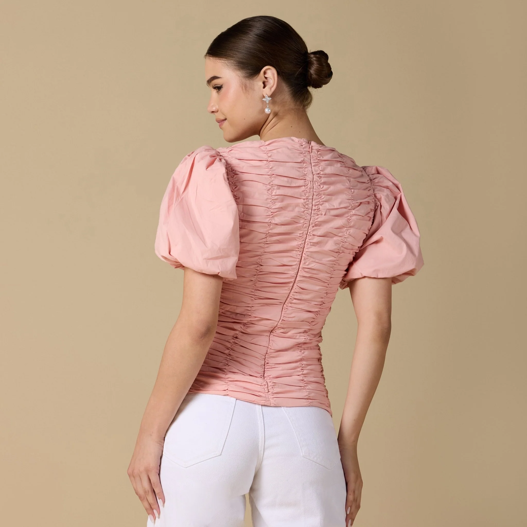 Buffed  Short Sleeves Poplin Dress - Image 10
