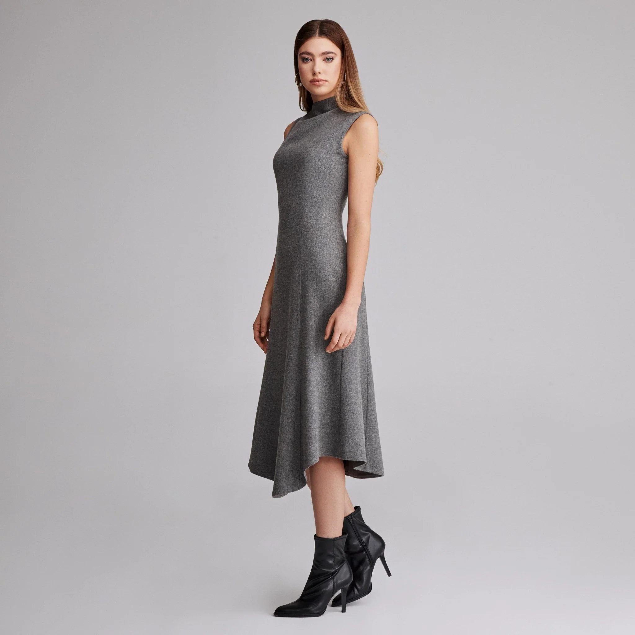 Virgin wool Asymmetric Midi Dress - Image 2