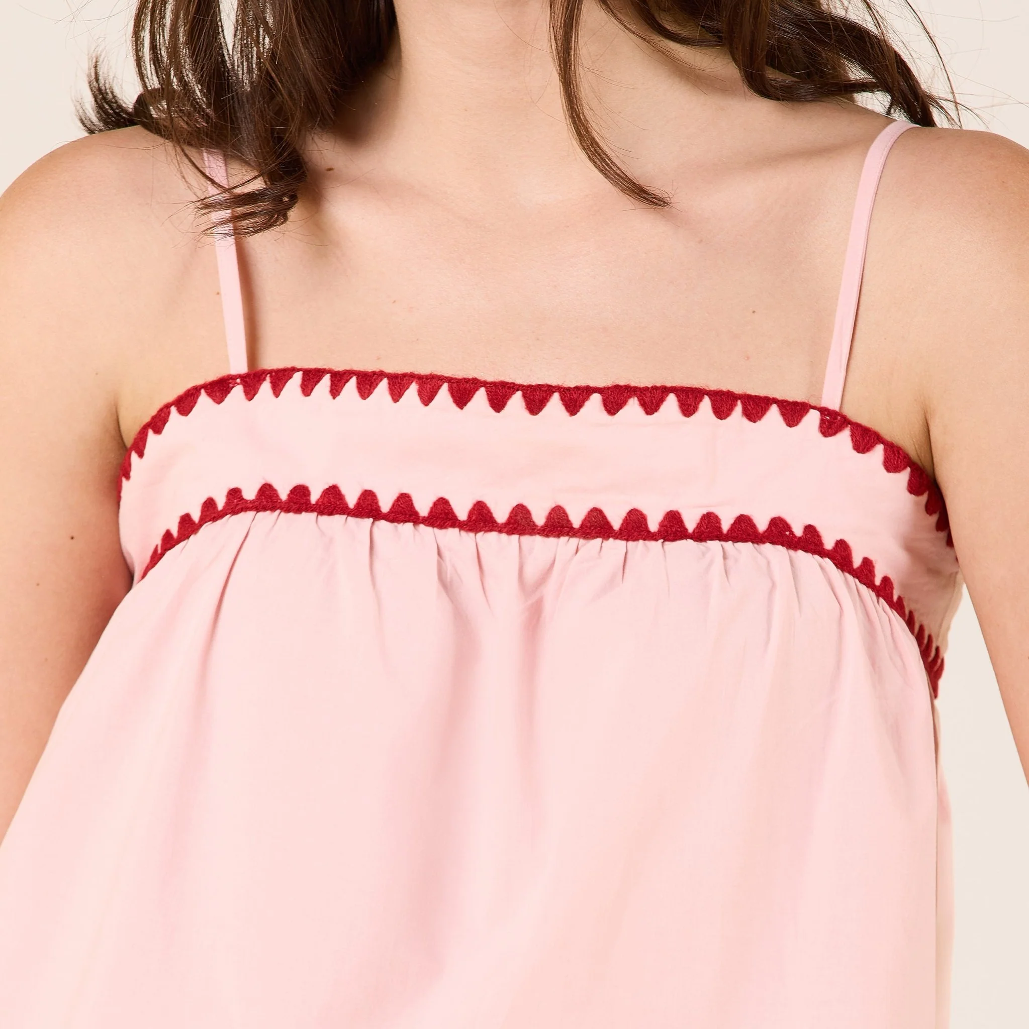 Pink Cotton Blanket Stitch Top - Image 2