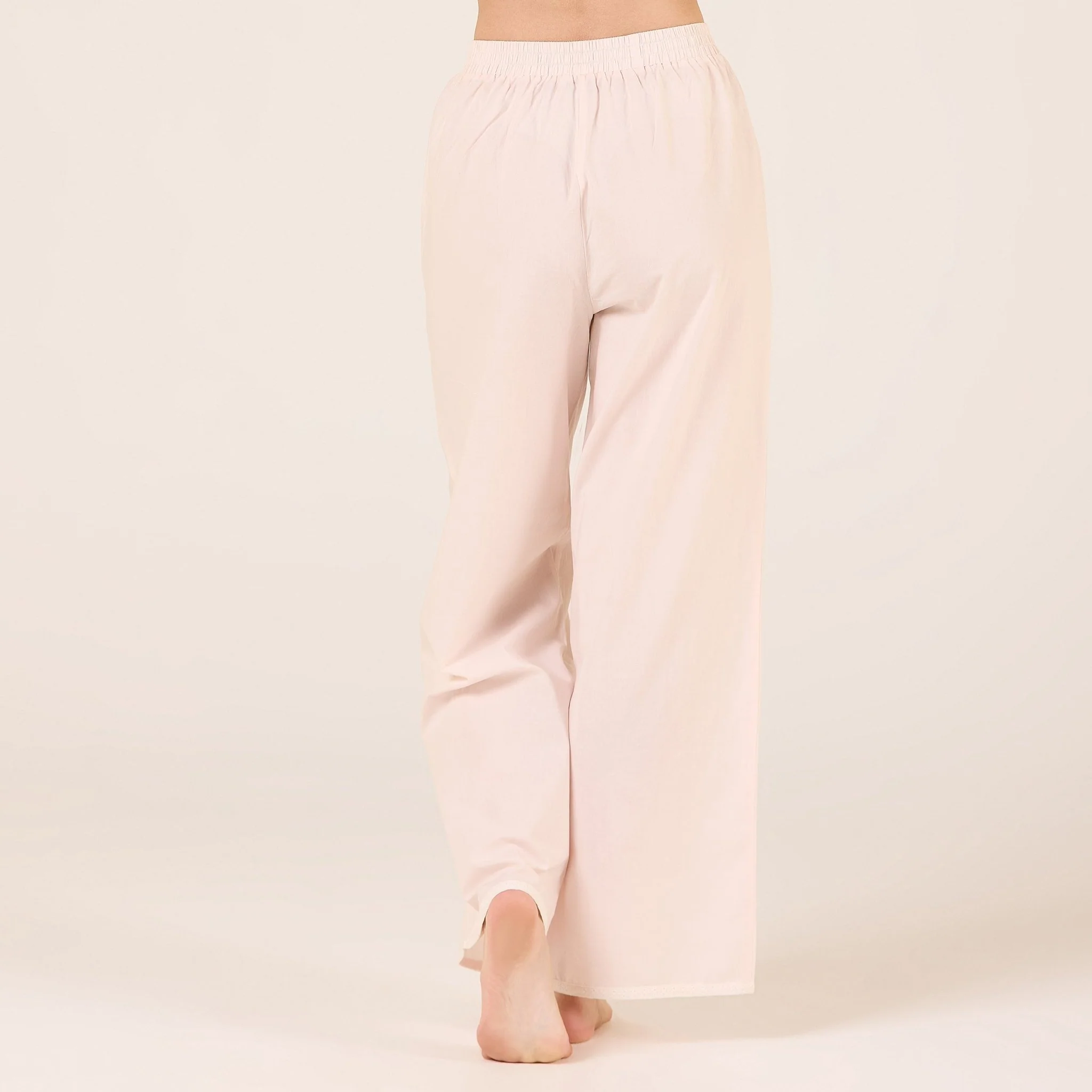 Pink Cotton Crochet Lace Trim Pants - Image 4