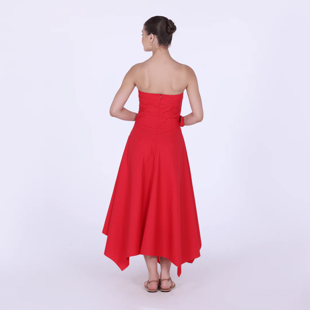 Cotton Poplin One-Shoulder Wrapped Midi Dress - Image 4