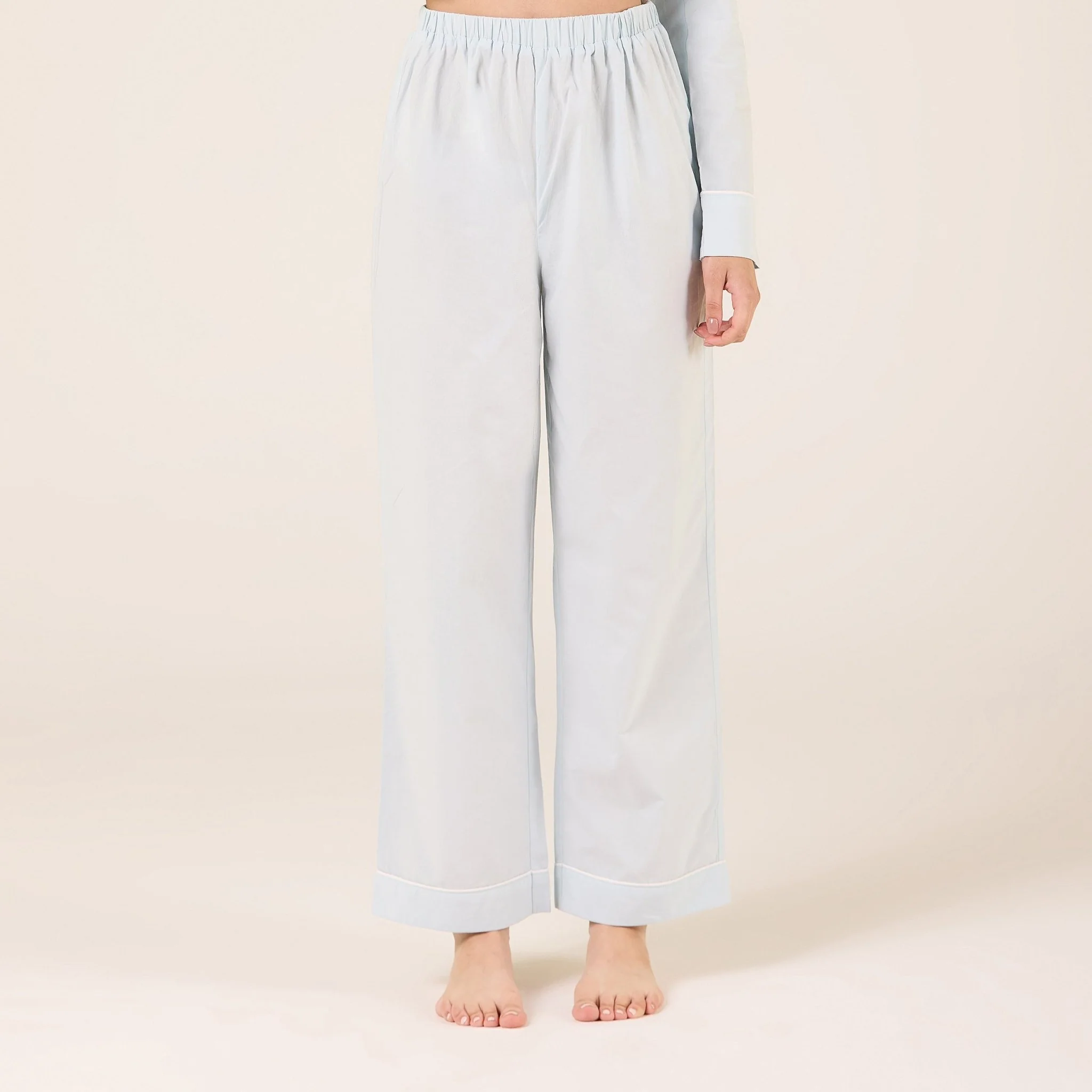 Cotton Wide Leg  Elastic Waist Pants