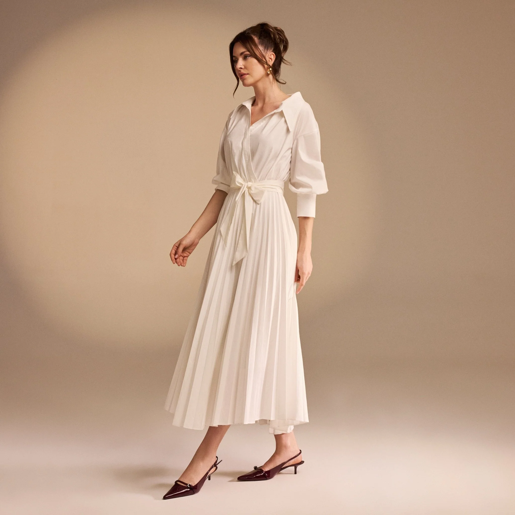 Beige Dropped Shoulder Maxi Shirt Dress - Image 2