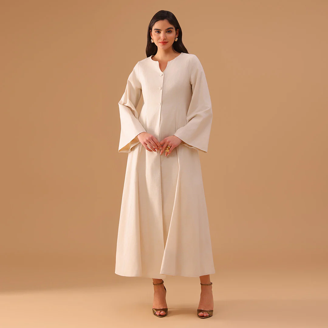 Beige Flared A-Line with Matching Slip Dress - Image 2
