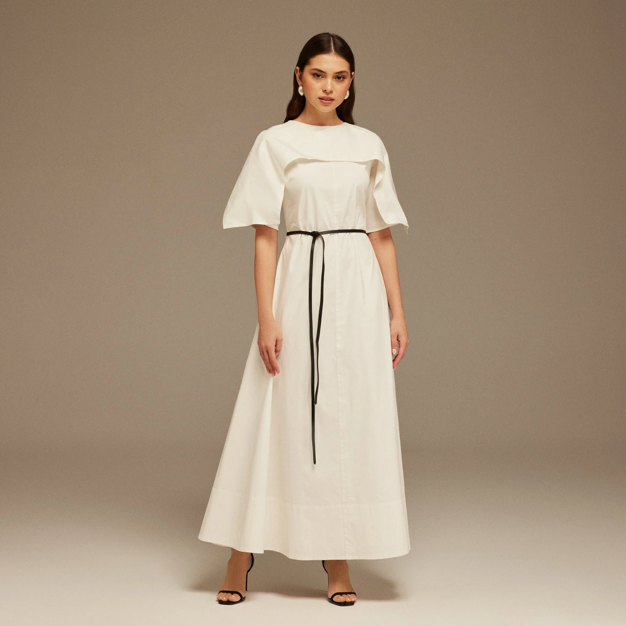 Fold effect neckline Midi Dress