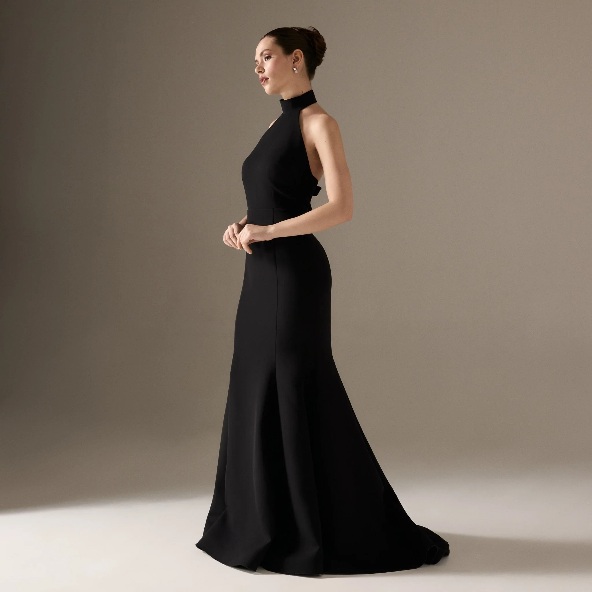Halter Neck Crepe Mermaid Dress - Image 2
