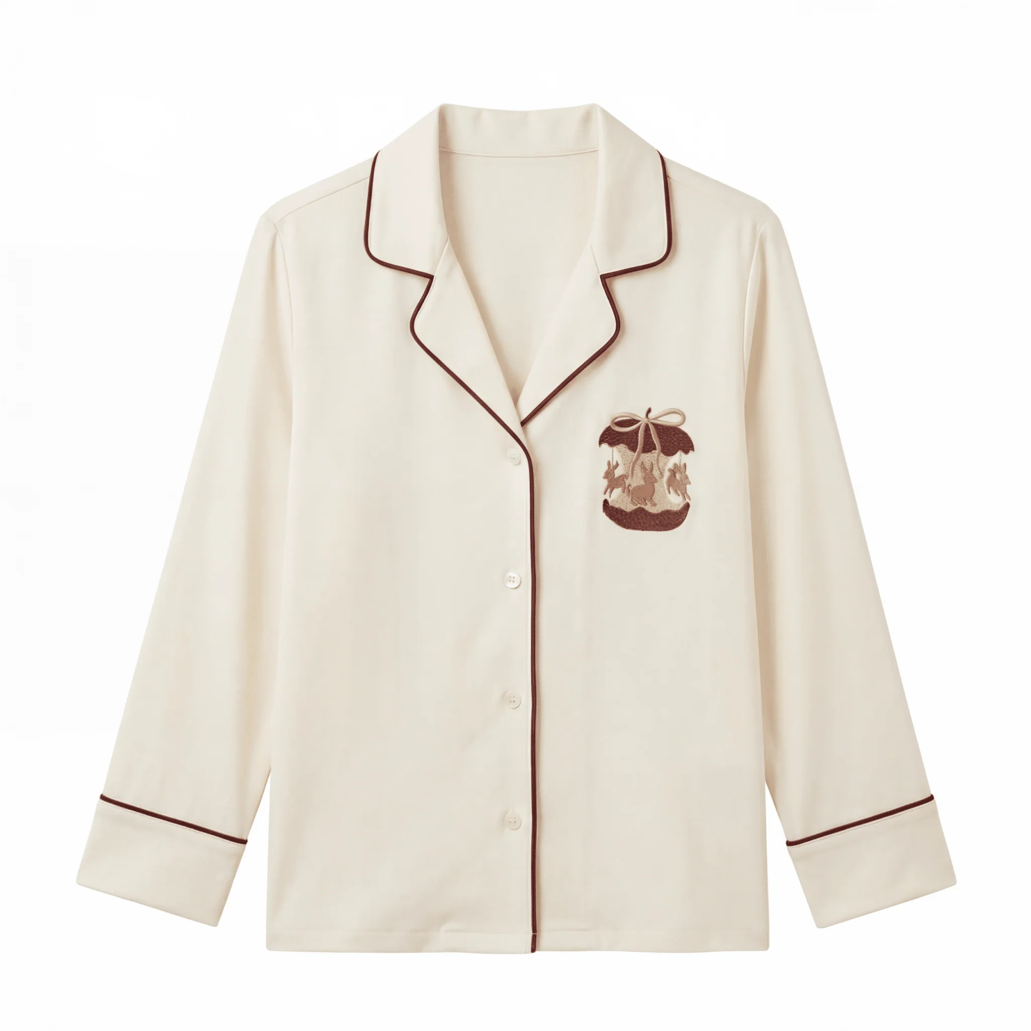 100% Cotton Ivory Embroidered Shirt For Kids