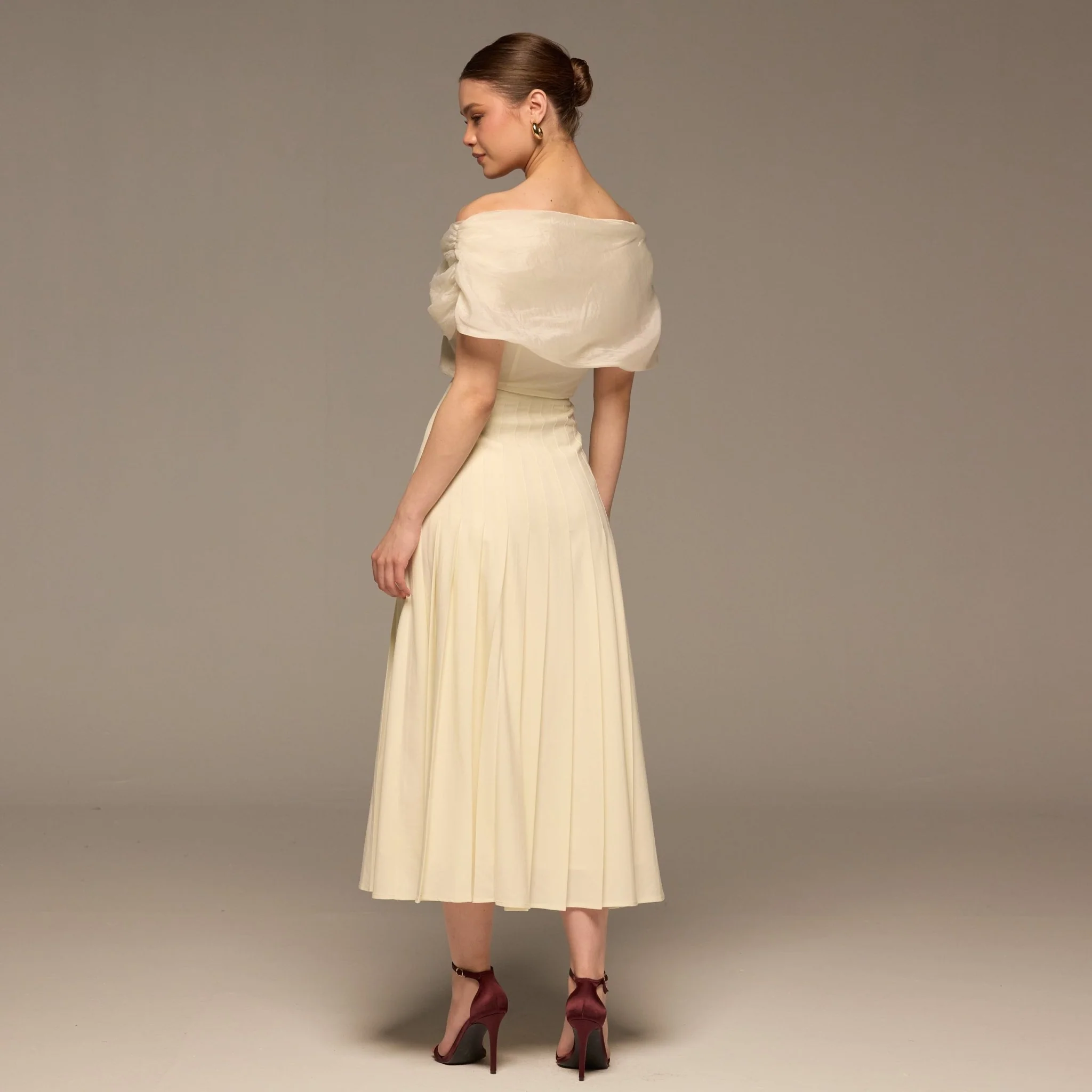 Ivory Off Shoulder Organza Blouse - Image 6