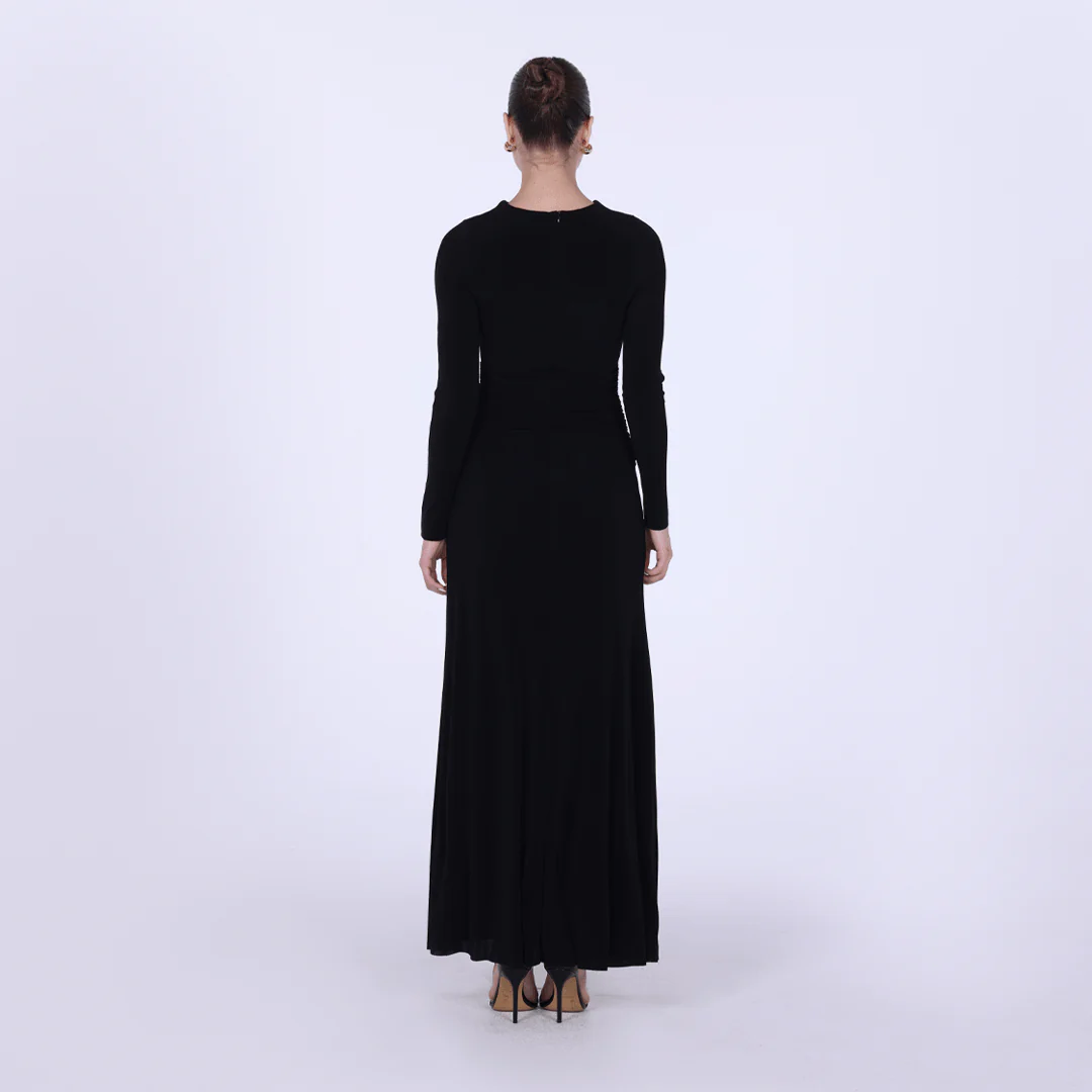 Jersey Gathered Maxi Dress with Chest Cut-Out - Image 4