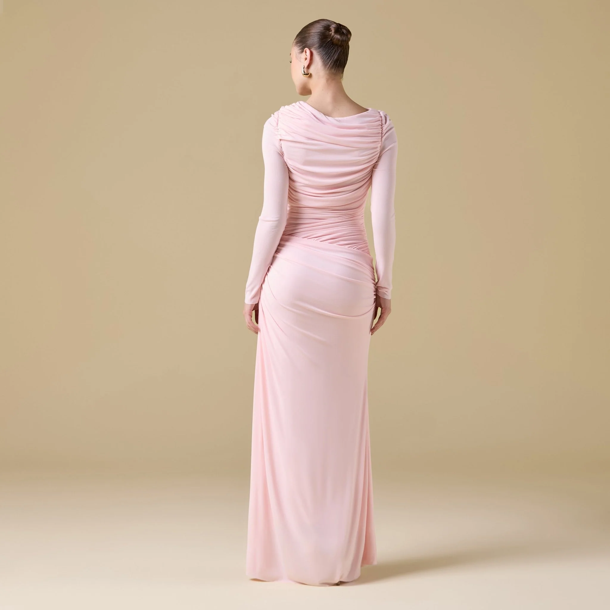 Jersey Gathered Maxi Dress with Side Twist - Image 4