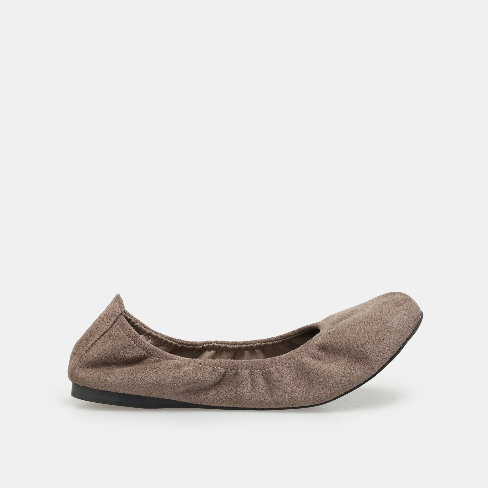 Khaki Suede Elastic Ballet Flats - Image 5