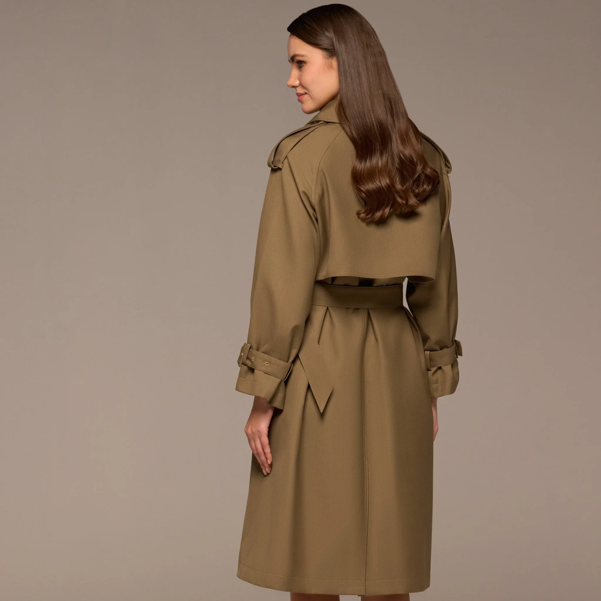 Khaki Belted Twill Trench Coat - Image 4