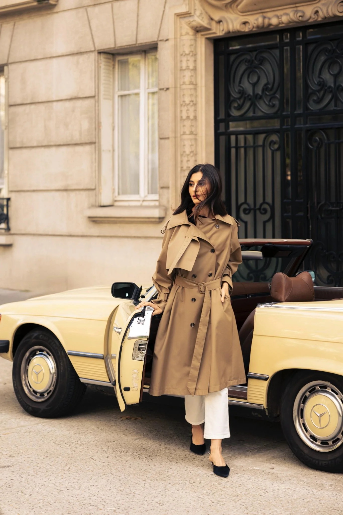 Khaki Belted Twill Trench Coat - Image 7