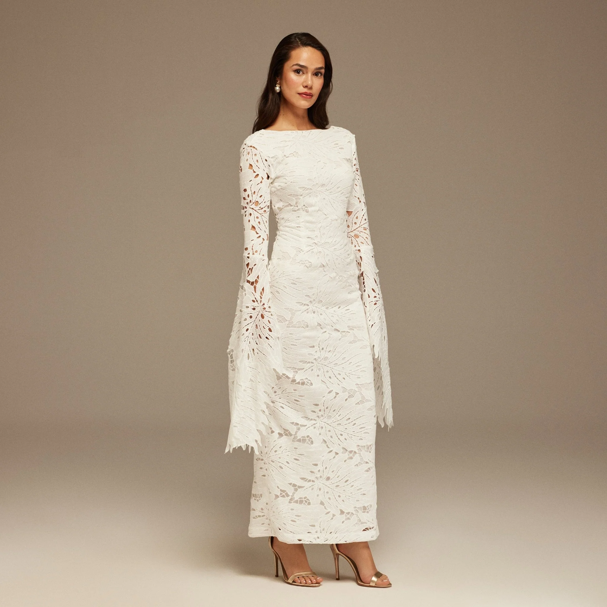 White Lace Long Sleeve Maxi Dress - Image 2