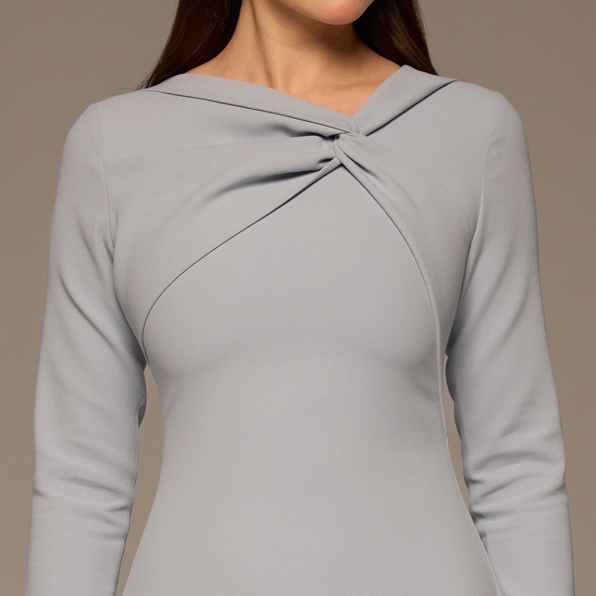 Light Blue Twisted Neck Crepe Maxi Dress - Image 4