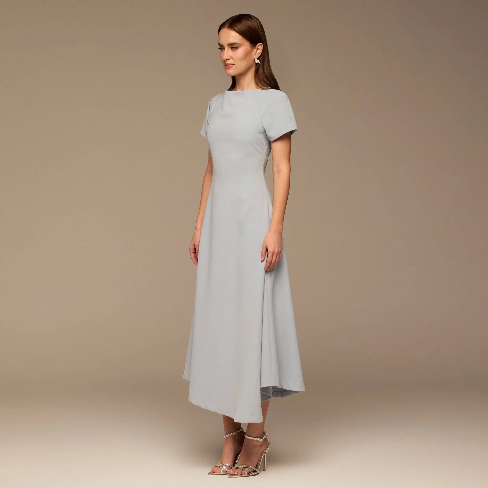 Light Blue Short Sleeve Crepe Dress - Image 2