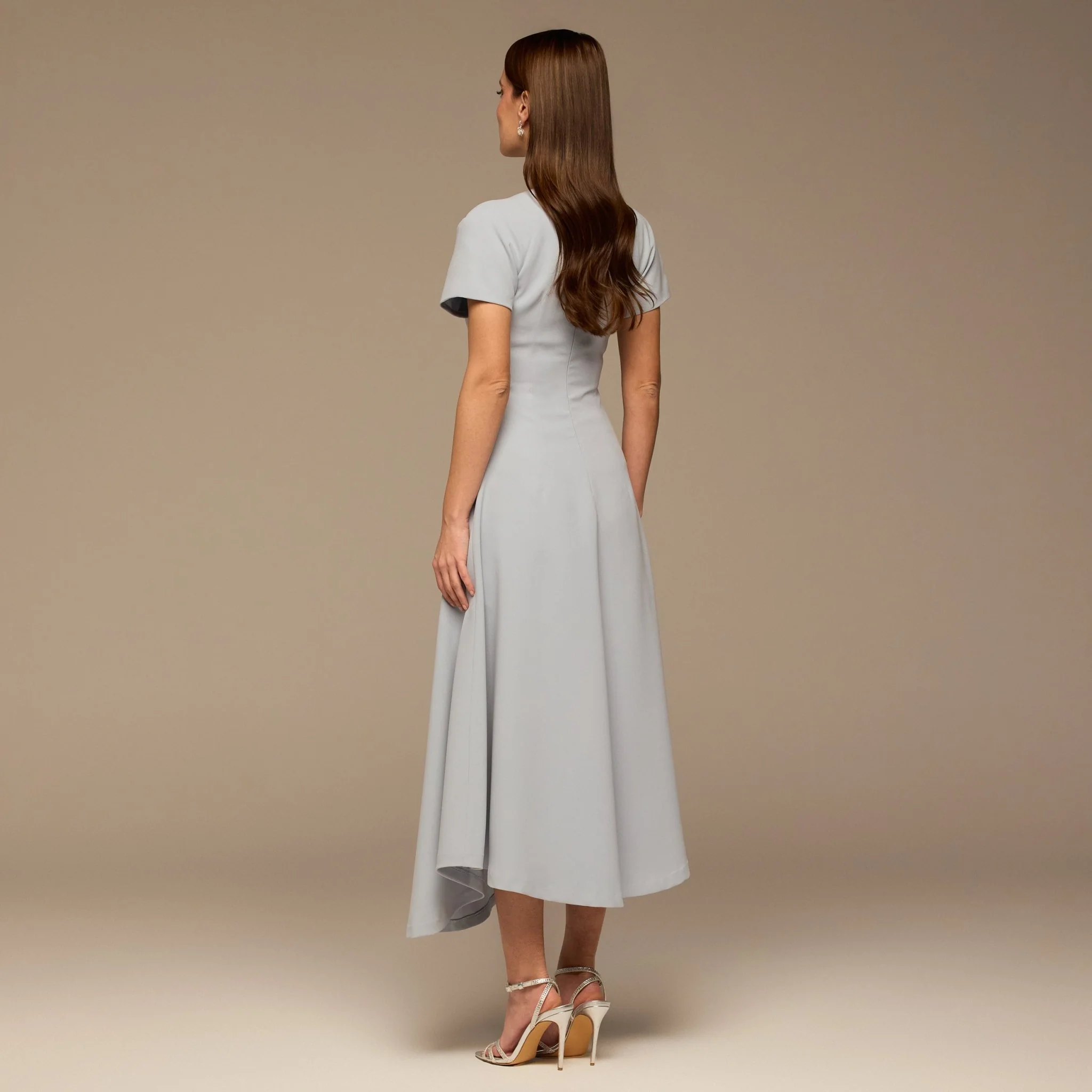 Light Blue Short Sleeve Crepe Dress - Image 4