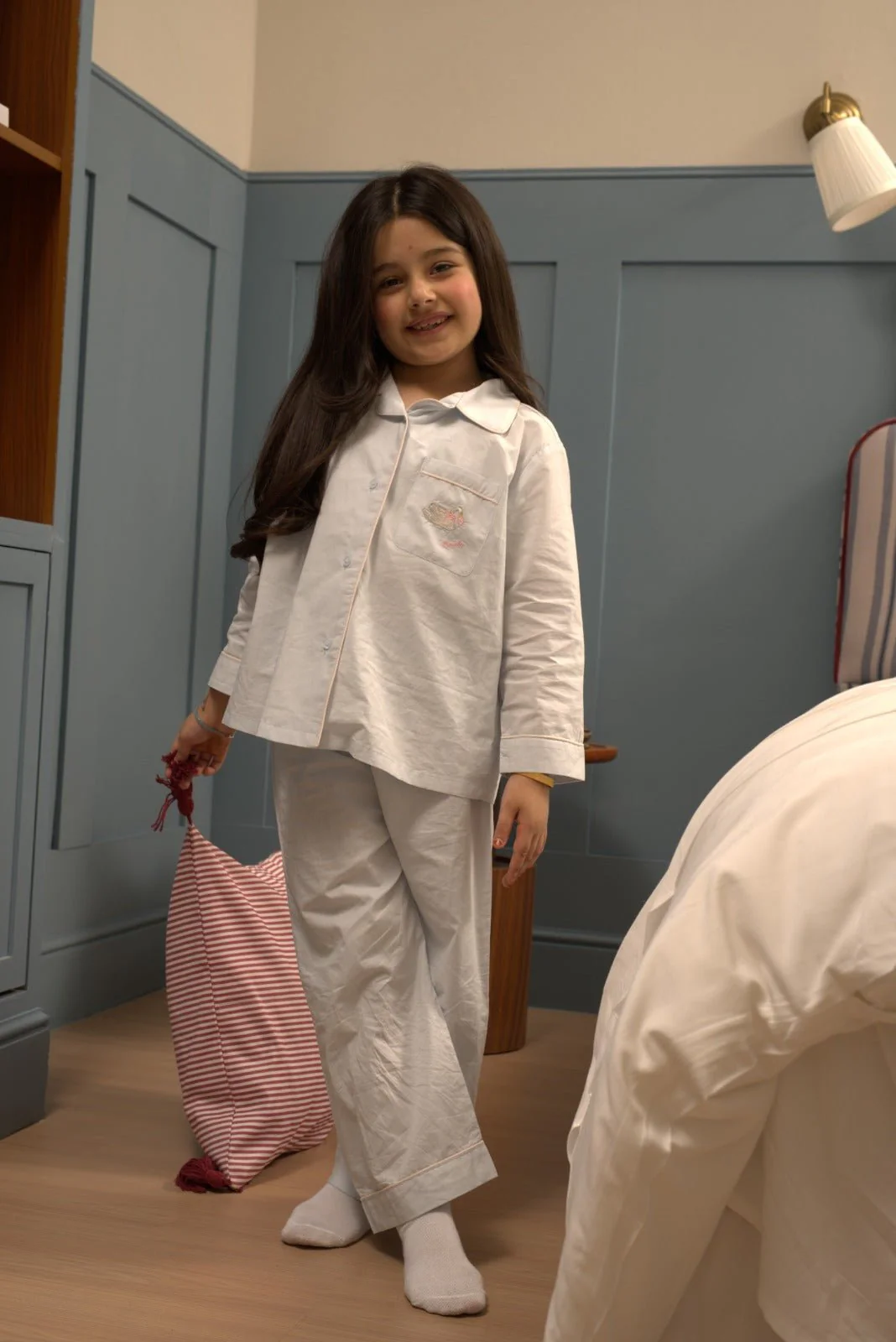 100% Cotton Light Blue Embroidered Shirt For Kids - Image 2