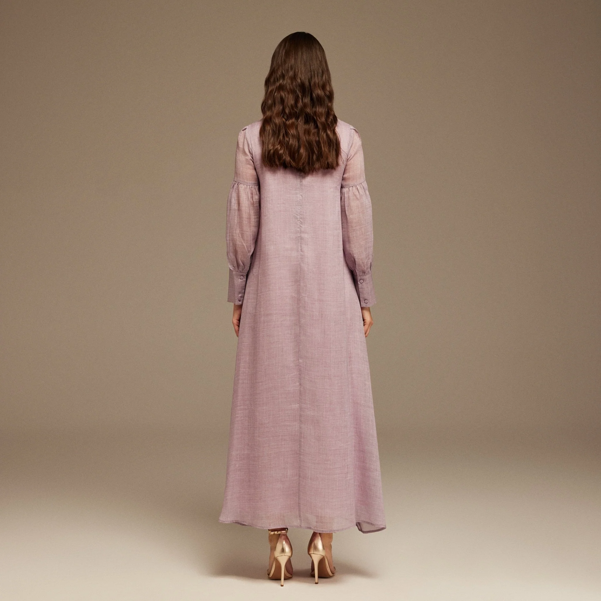 Purple Long Sleeve With Neck Bow Dress - Image 4