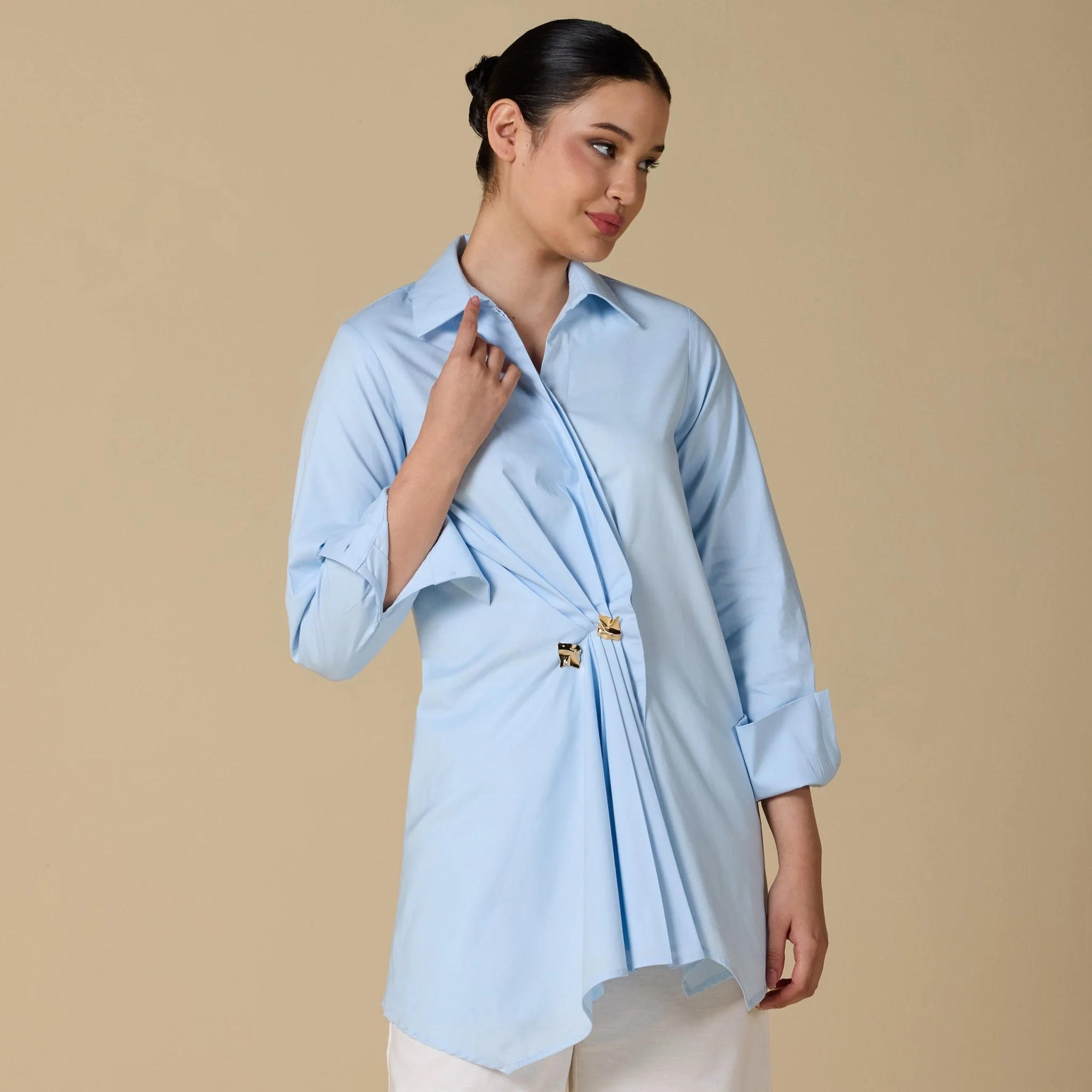 Baby Blue long sleeve wrap shirt - Image 2