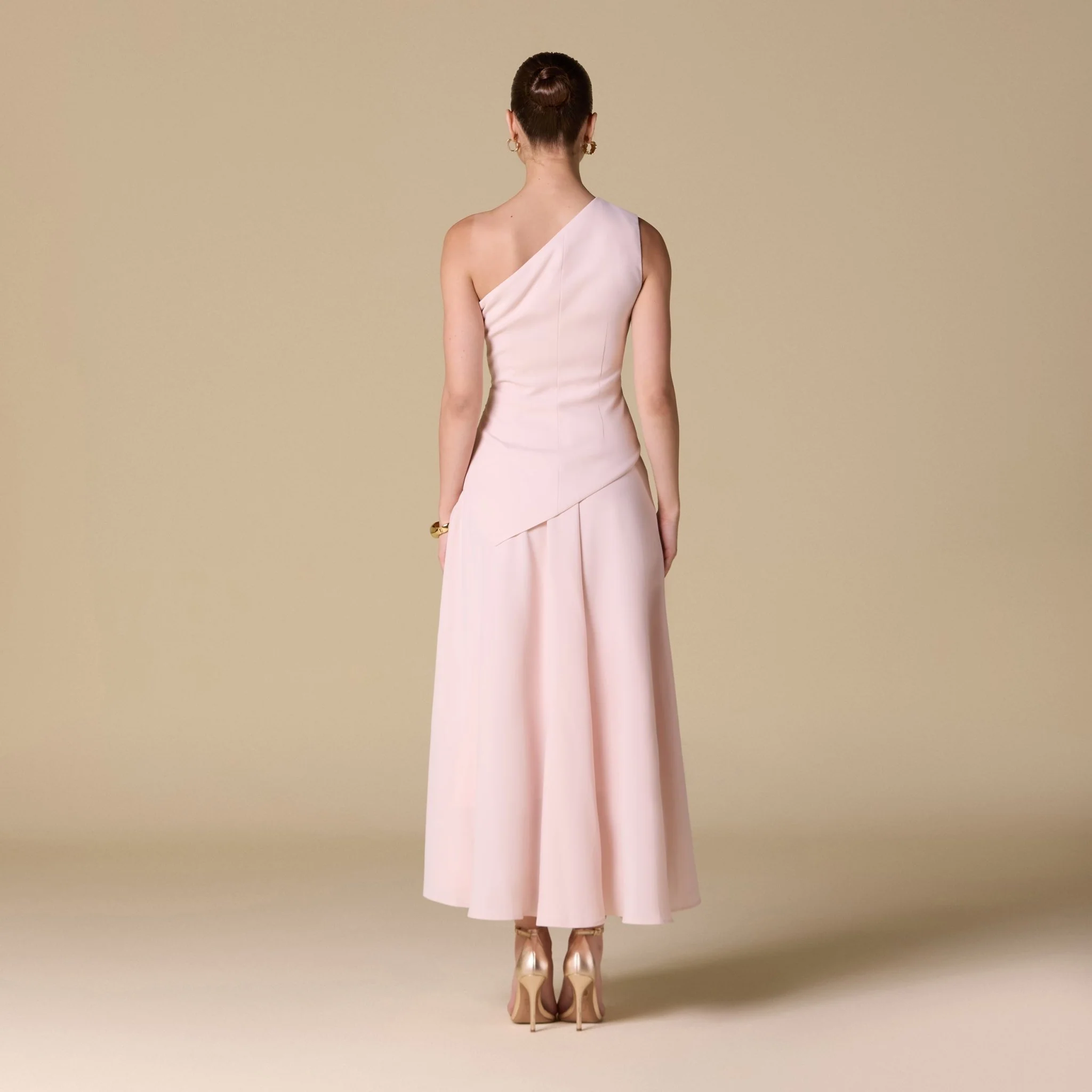 One Shoulder Crepe Midi Dress - Image 4