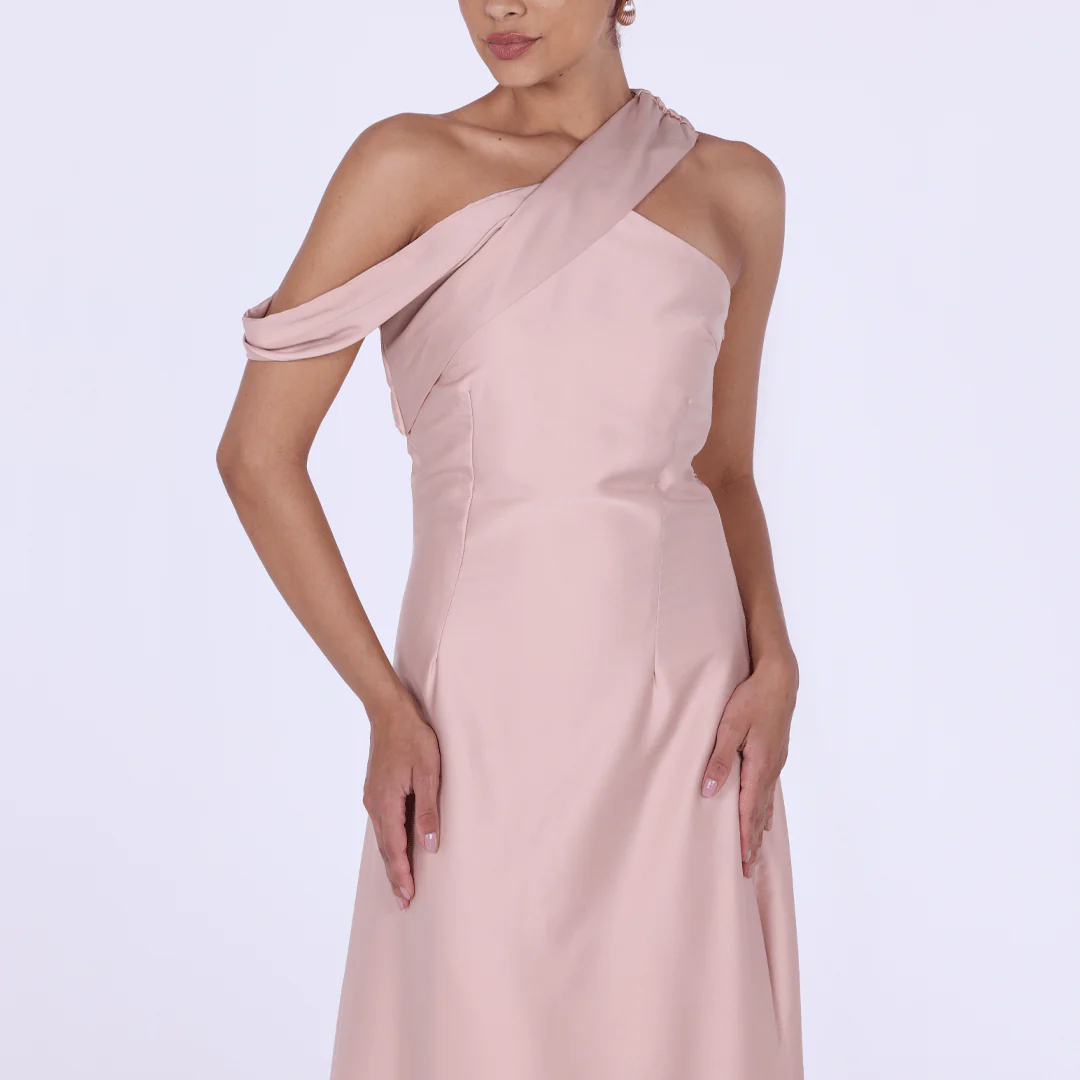 One-shoulder satin maxi Dress - Image 3