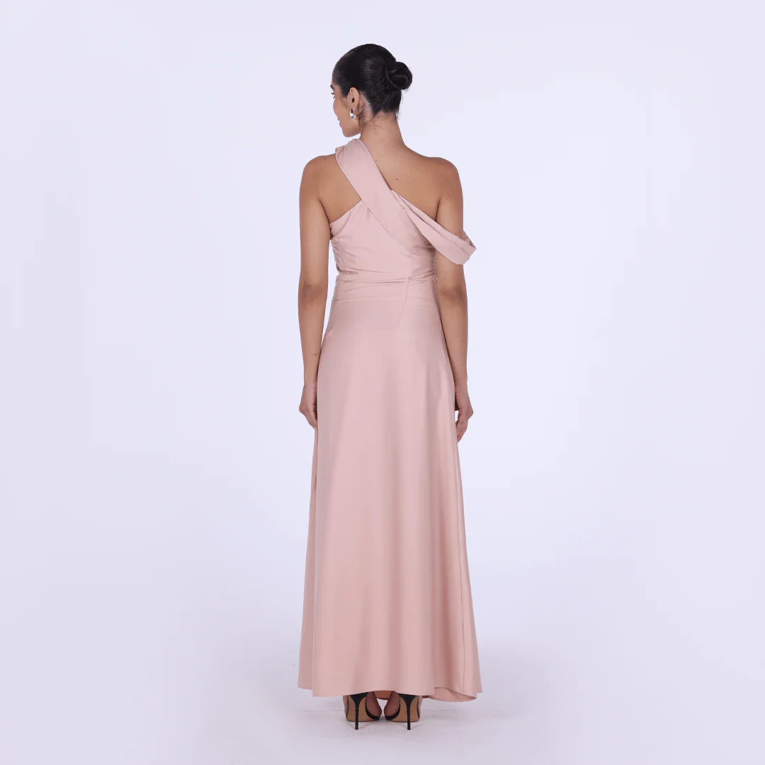 One-shoulder satin maxi Dress - Image 4