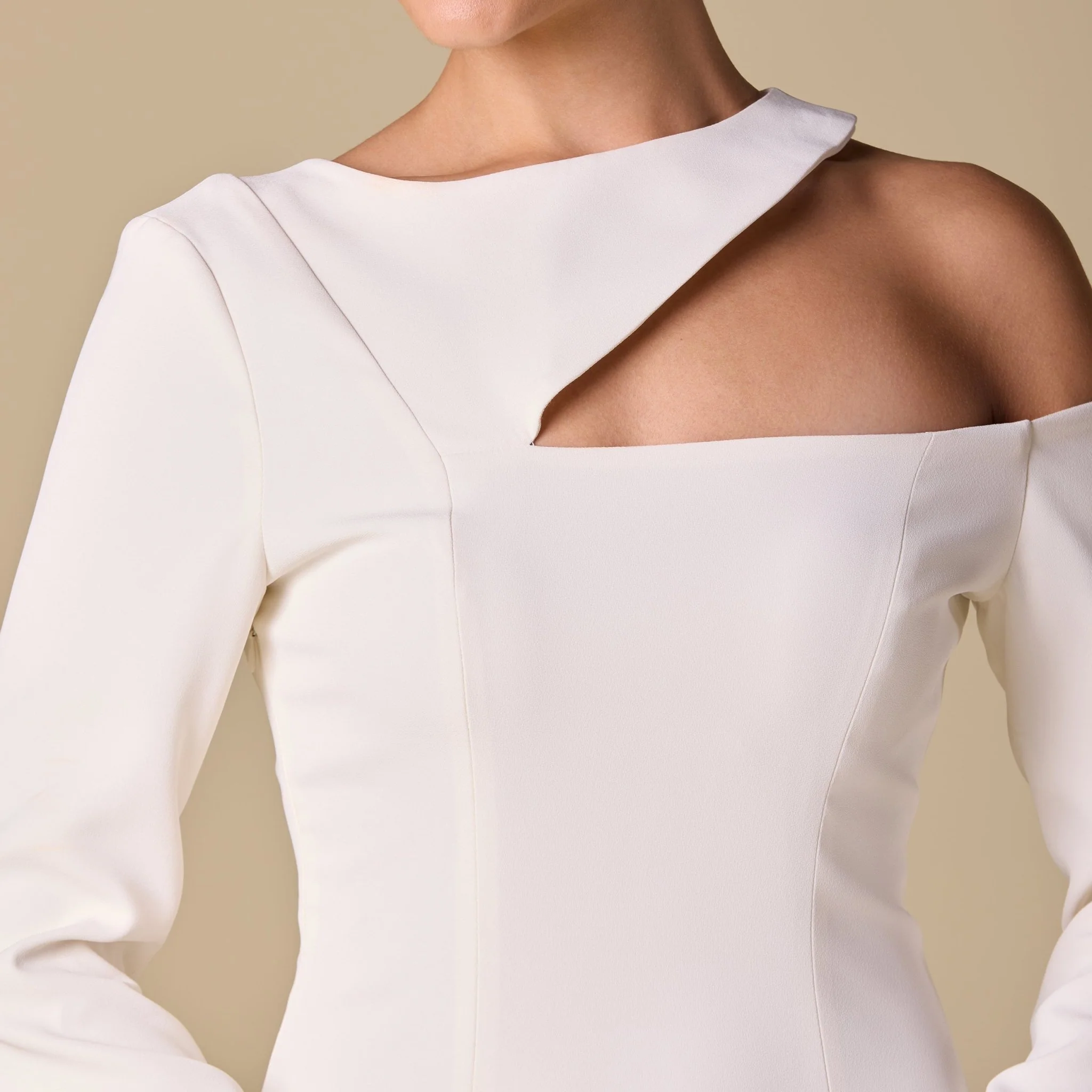 Ivory Open Shoulder Maxi Dress - Image 3