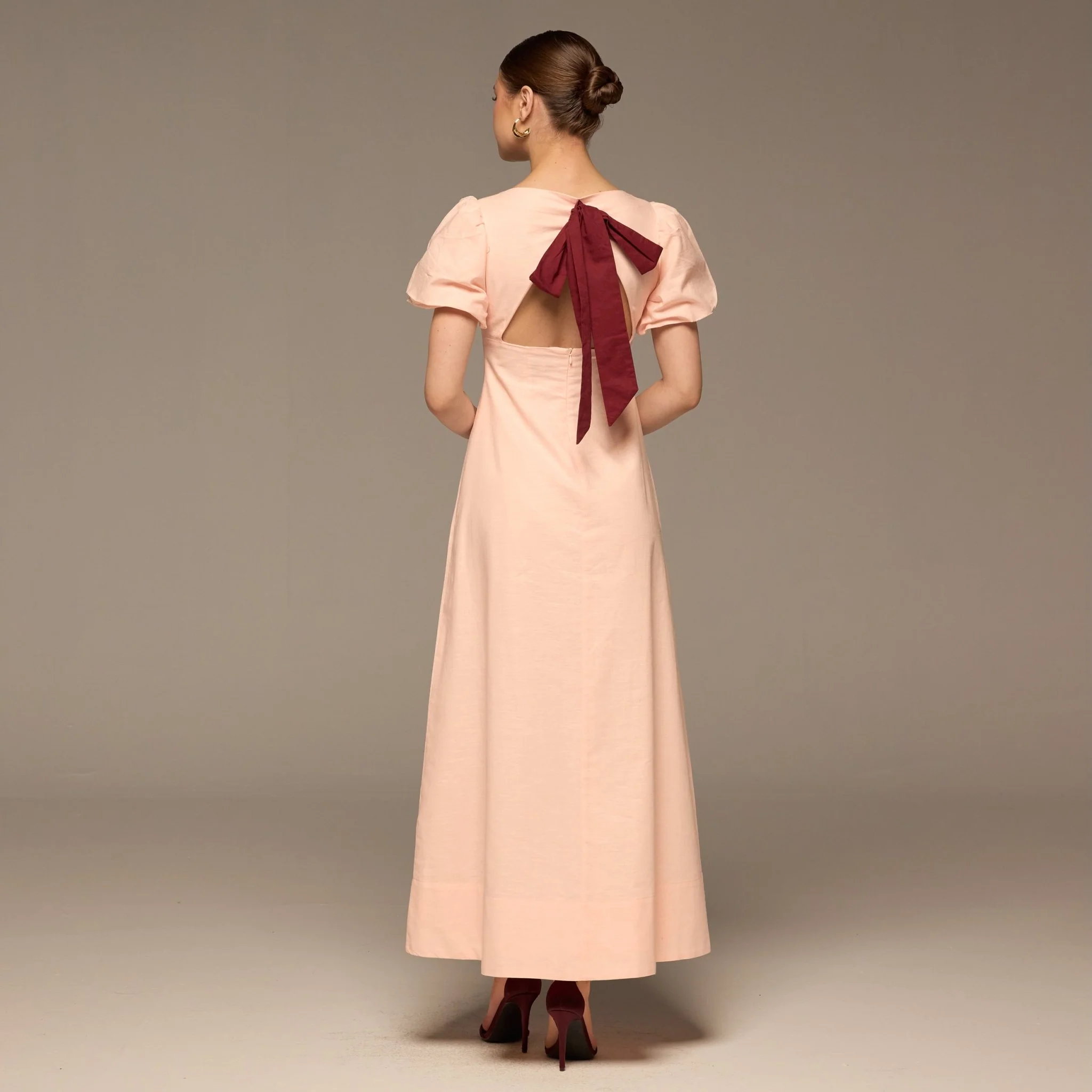 Pink Puff Sleeve Cotton Maxi Dress - Image 3