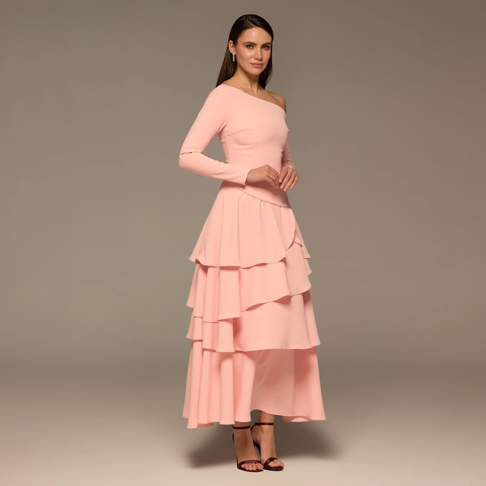 Pink Ruched Long Sleeve Jersey Maxi Dress - Image 2