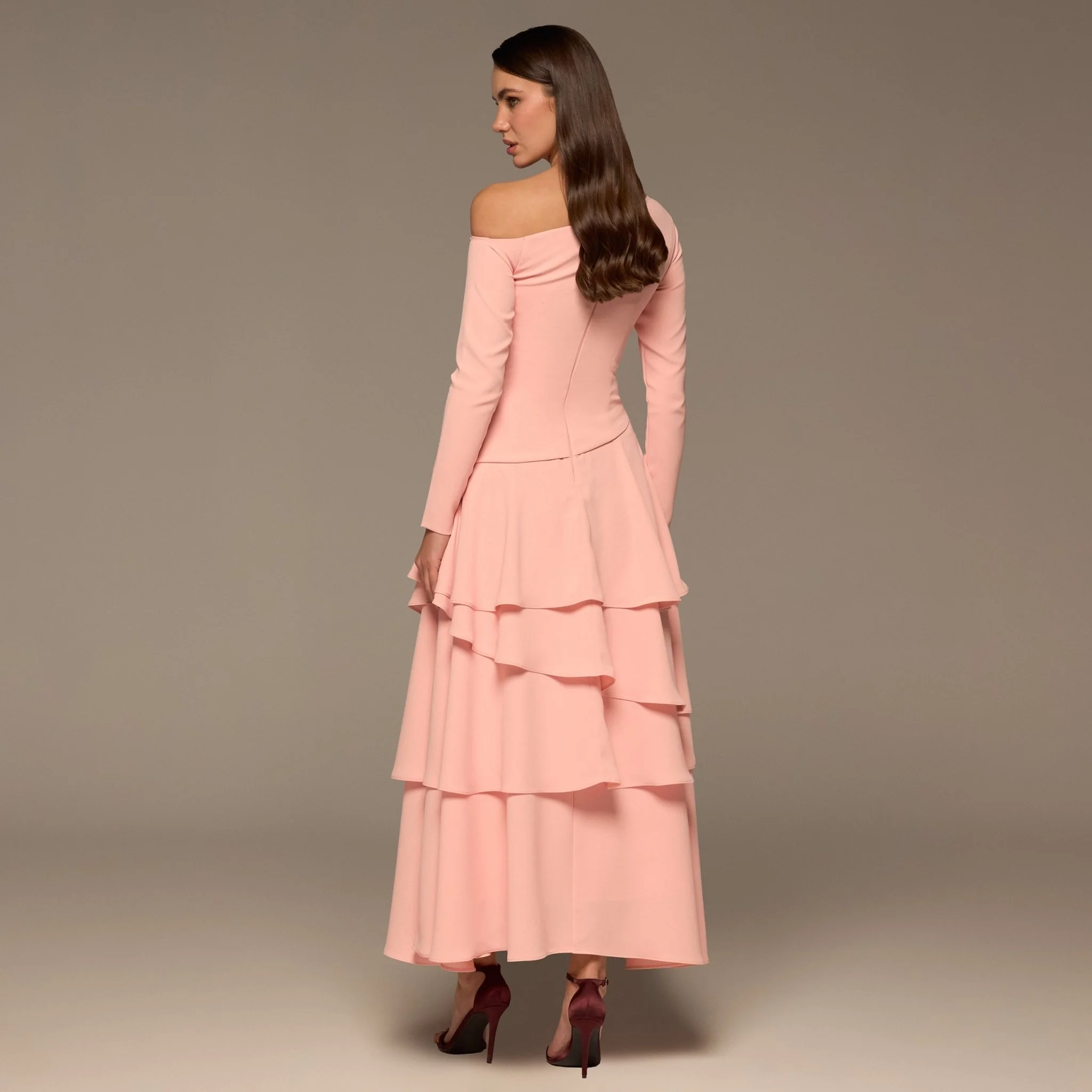 Pink Ruched Long Sleeve Jersey Maxi Dress - Image 4