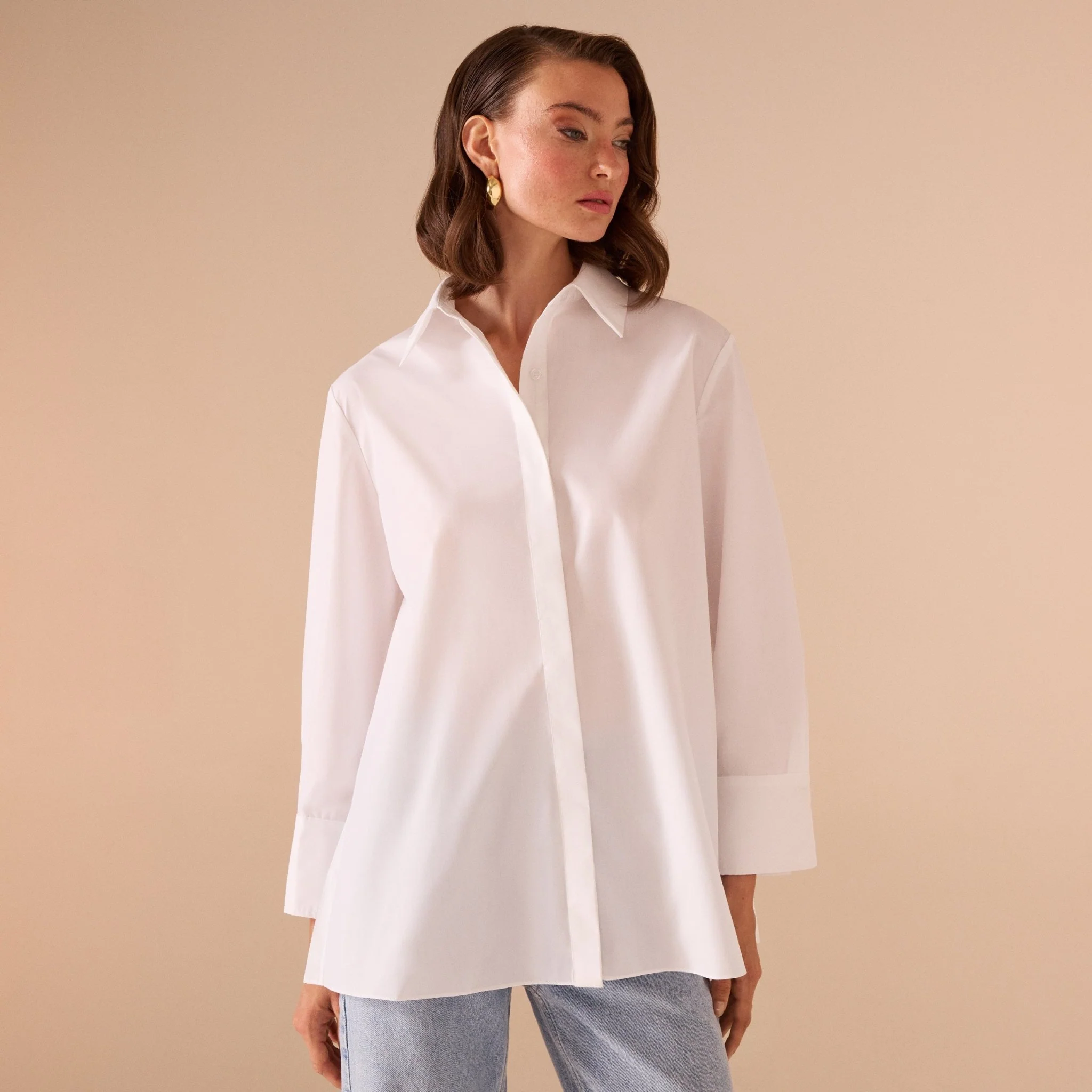 White Cotton Pleated Back Shirt