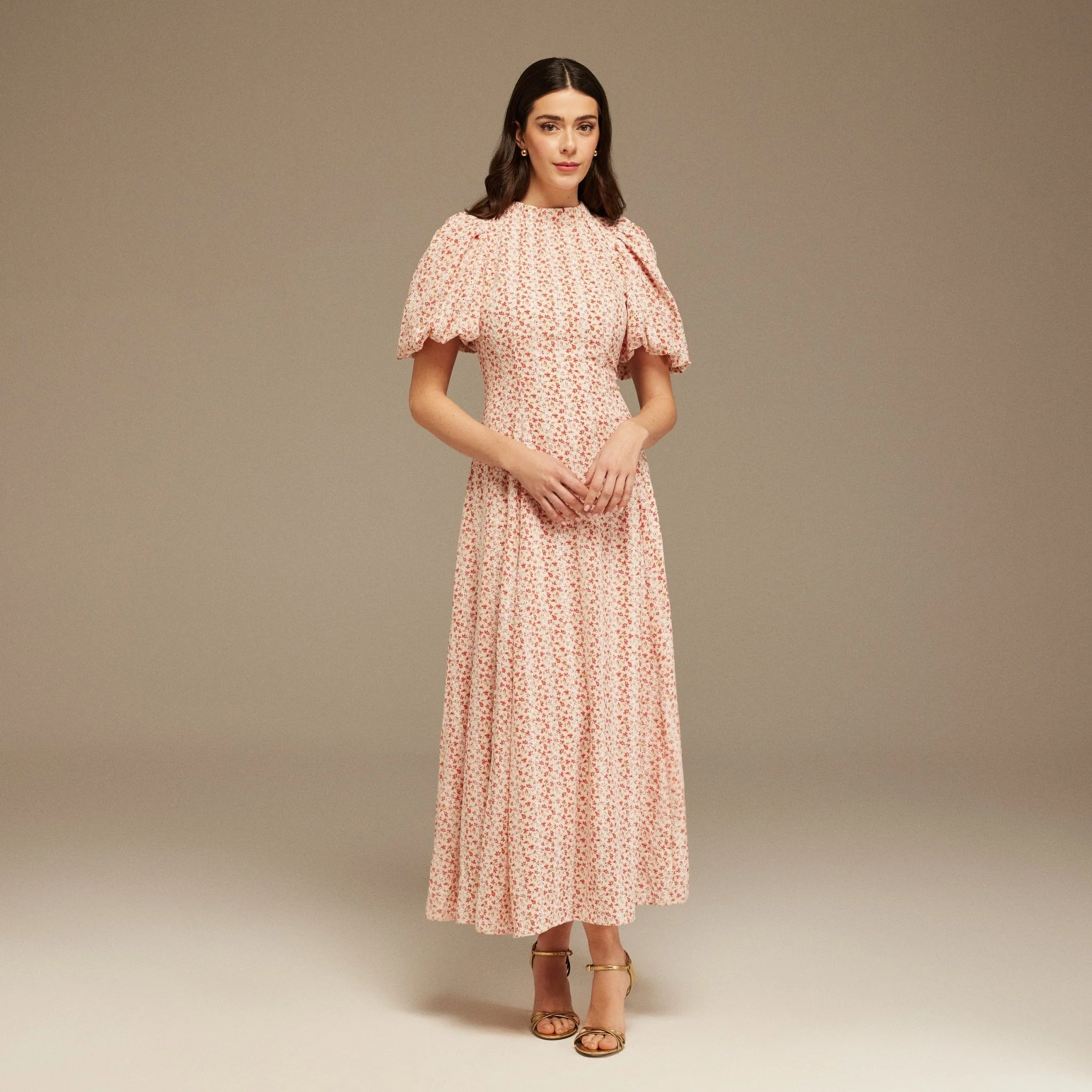 Short Sleeve Floral Lace Midi Dress