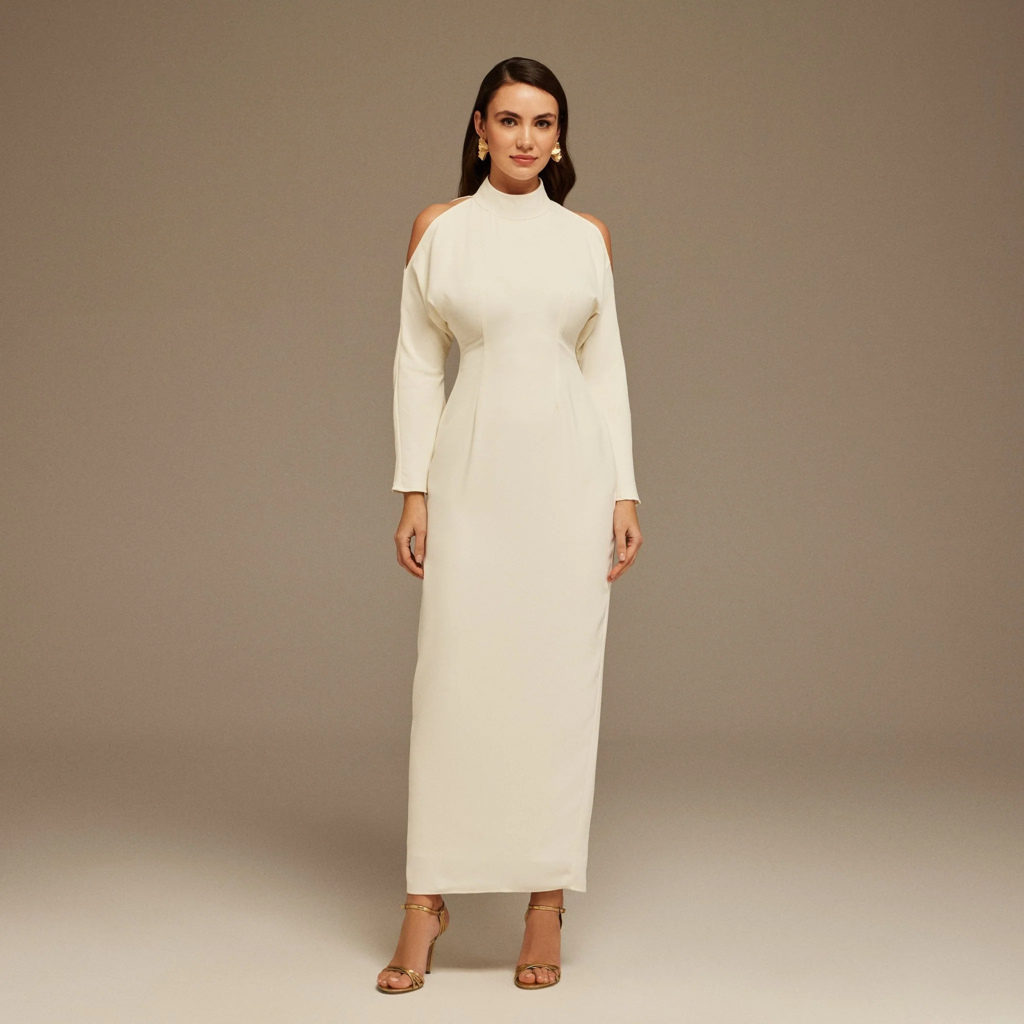 Poet Shoulder Long Sleeve Maxi Dress