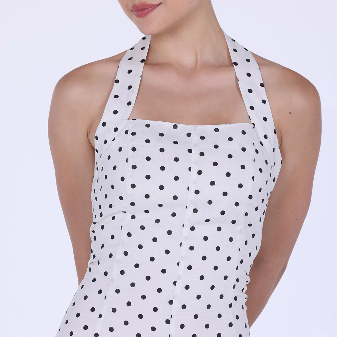 Polka Dot Flared Maxi Dress - Image 3