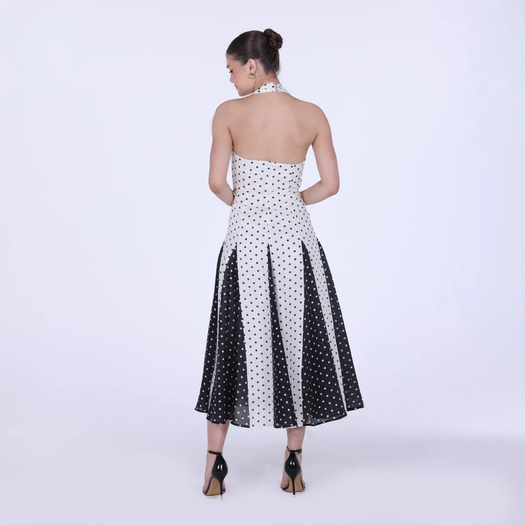 Polka Dot Flared Maxi Dress - Image 4